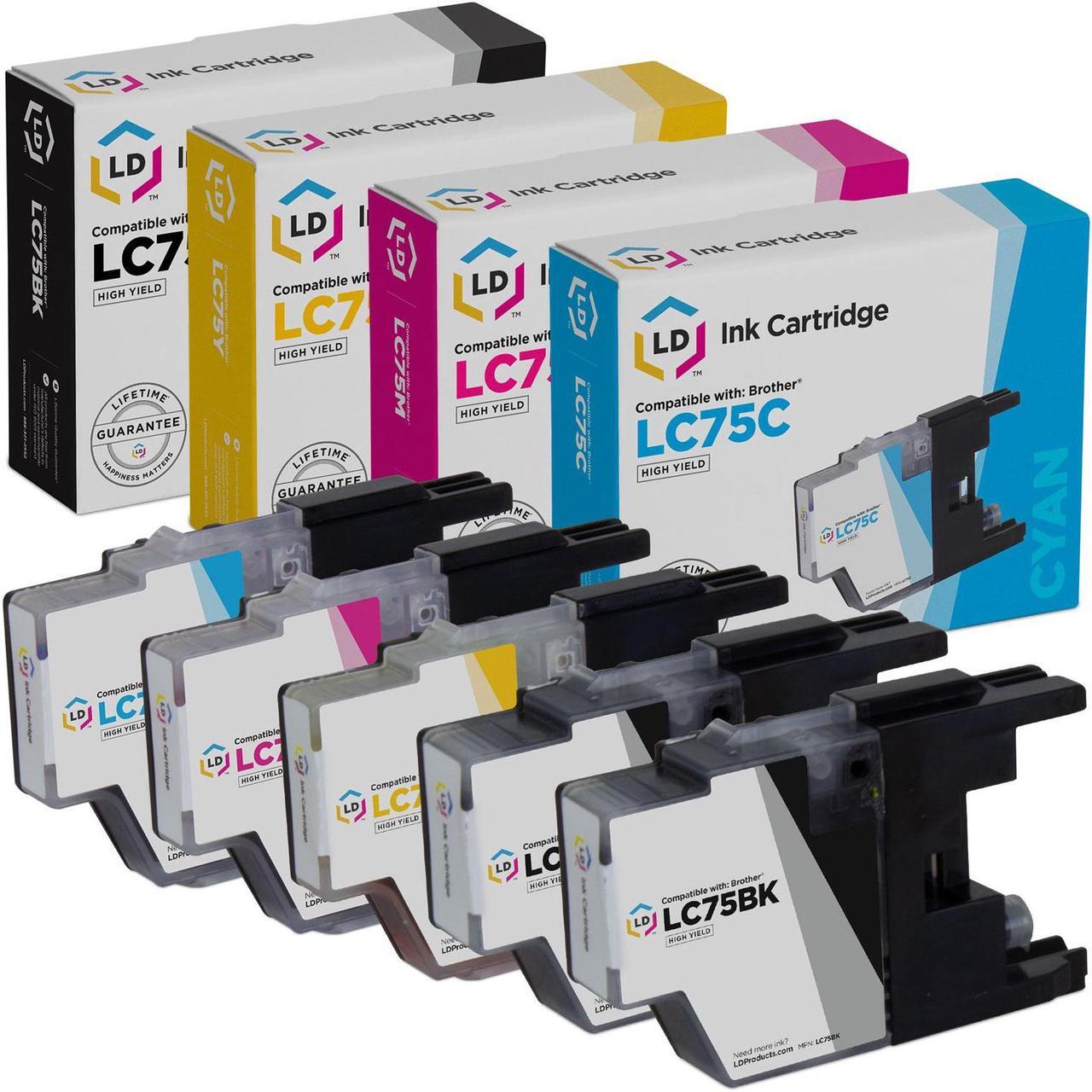 Main image of LD Products Compatible Ink Cartridge Replacement for Brother LC75 High Yield (2 Black, 1 Cyan, 1 Magenta,1 Yellow, 5-Pack)