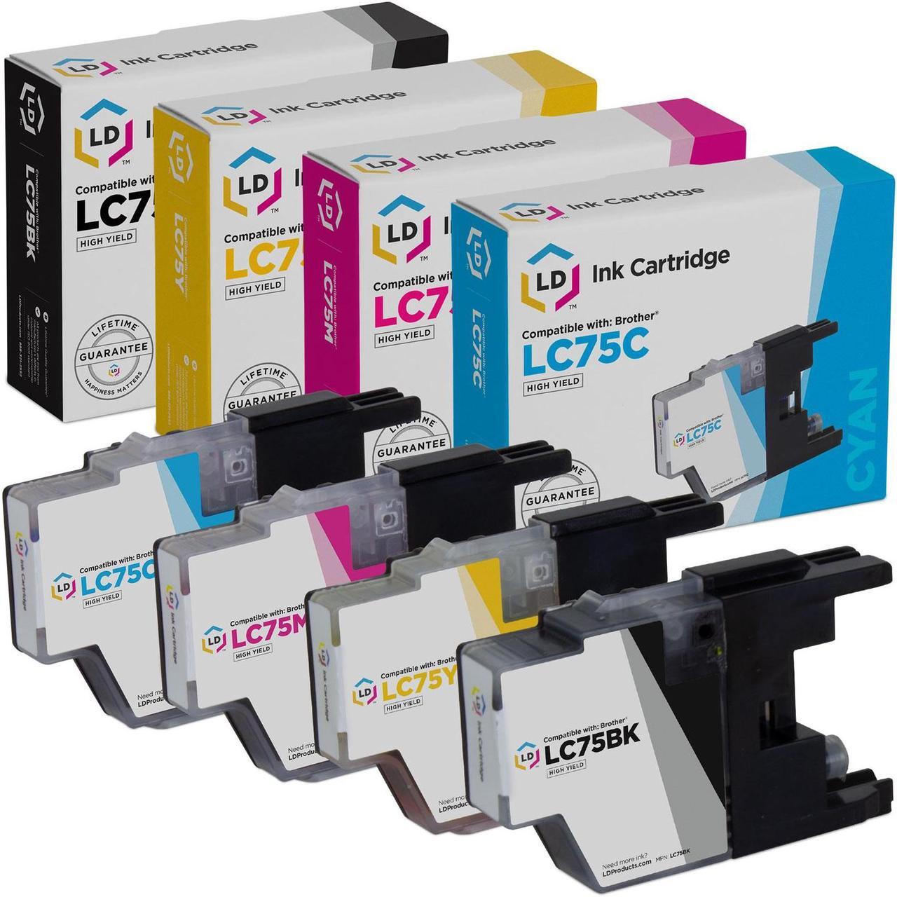 Main image of LD Products Compatible Ink Cartridge Replacement for Brother LC75 High Yield (1 Black, 1 Cyan, 1 Magenta, 1 Yellow, 4-Pack)