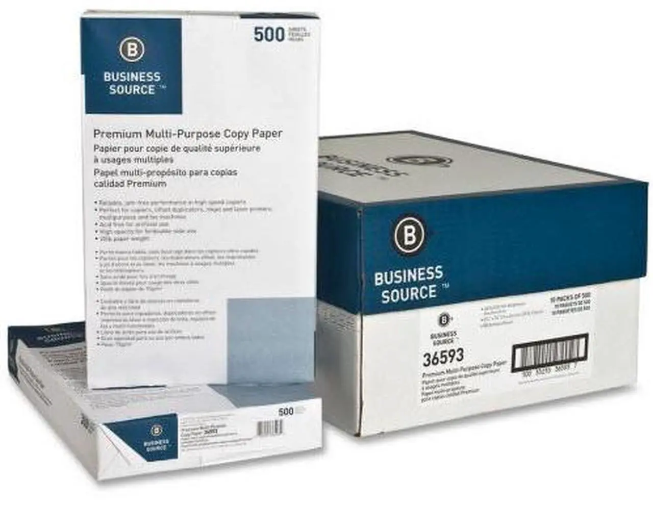 Alt view image 3 of 6 - Business Source Multipurpose Paper 20lb. 92 Bright 8-1/2"x14" 10RM/CT White 36593