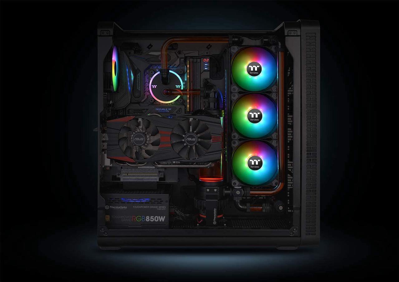 Alt view image 7 of 7 - Thermaltake Pure Plus 12 RGB TT Premium Edition 120mm Software Enabled Circular 9 Controllable LEDs RGB PWM Case Radiator Fan 3Pack, TT RGB PLUS Software, AI Interactive Voice Control CL-F063-PL12SW-A