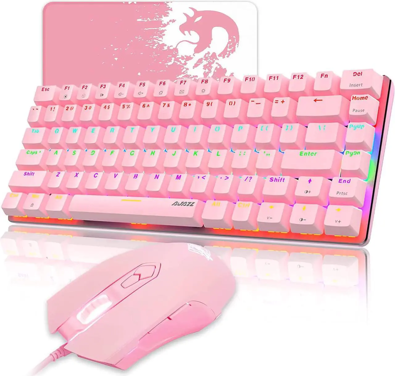 Gaming Keyboard Mouse Combo Wired White Led Backlit 82 Keys Ergonomic ...