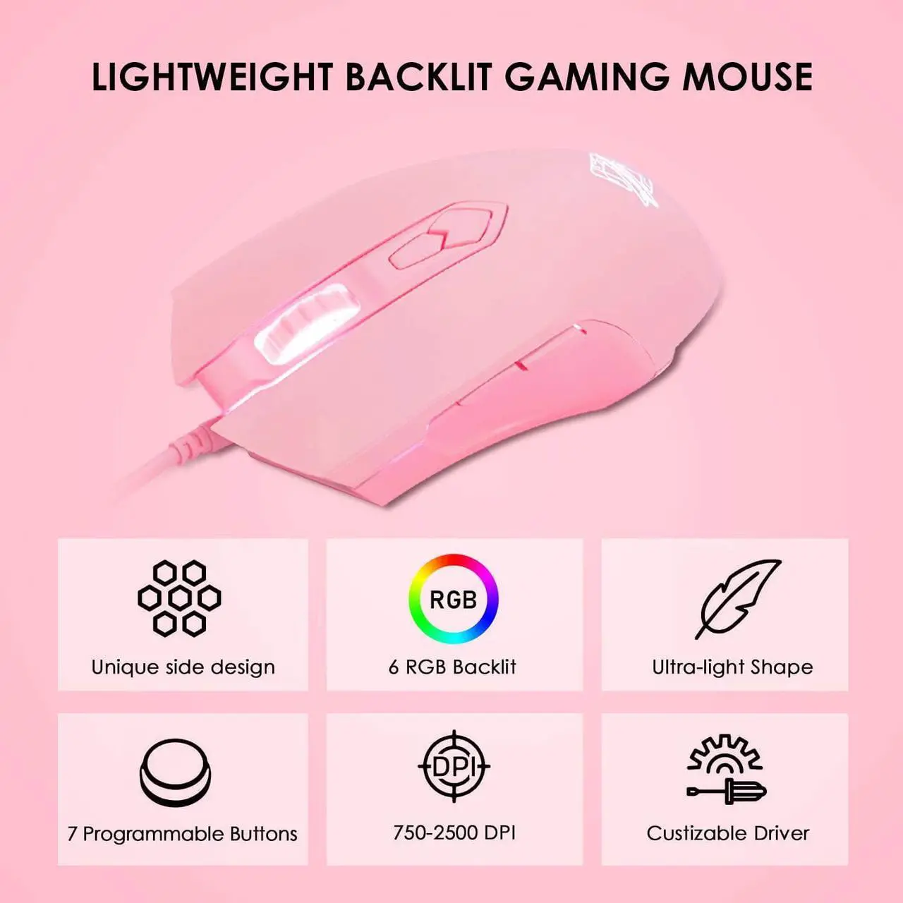 Gaming Keyboard Mouse Combo Wired White Led Backlit 82 Keys Ergonomic ...