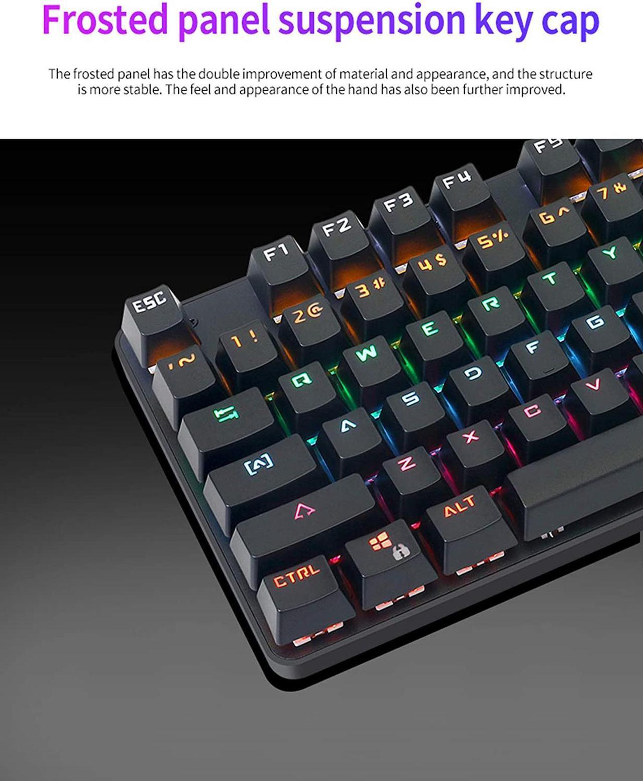 Alt view image 4 of 7 - BAJEAL Mechanical Keyboard,Hot Swap 87 Keys Keyboard,USB Wired Blue Switch Keyboard with Two Color Shine-Through Keycaps,Multi LED Backlit Lighting Gaming Keyboard (Pink White)