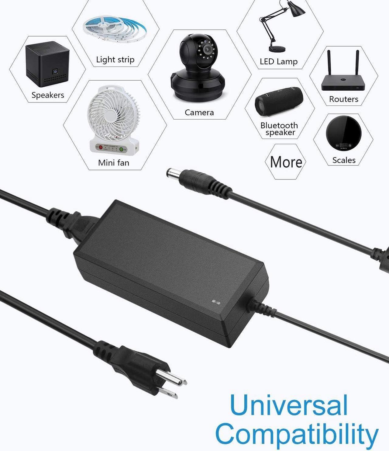 Alt view image 6 of 7 - ALITOVE 24V DC Power Supply 2A 48W AC/DC Adapter 100~240V AC to DC 24 Volt 2 Amp Converter 24 vdc 2000mA 1.8A 1.5A 1.3A 1.2A with 5.5mmx 2.5mm 2.1mm Plug for LED Strip Light CCTV Camera DC Pump Fan