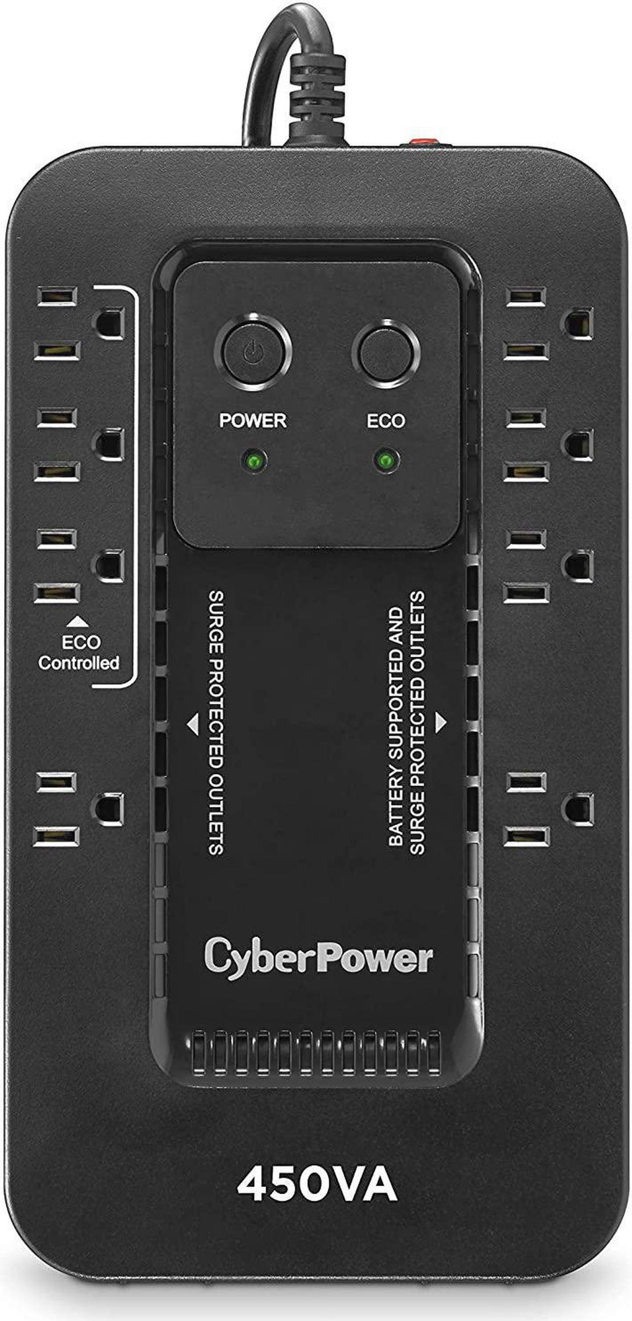 Alt view image 2 of 7 - CyberPower EC450G Ecologic Battery Backup & Surge Protector UPS System, 450VA/260W, 8 Outlets, ECO Mode, Compact Uninterruptible Power Supply