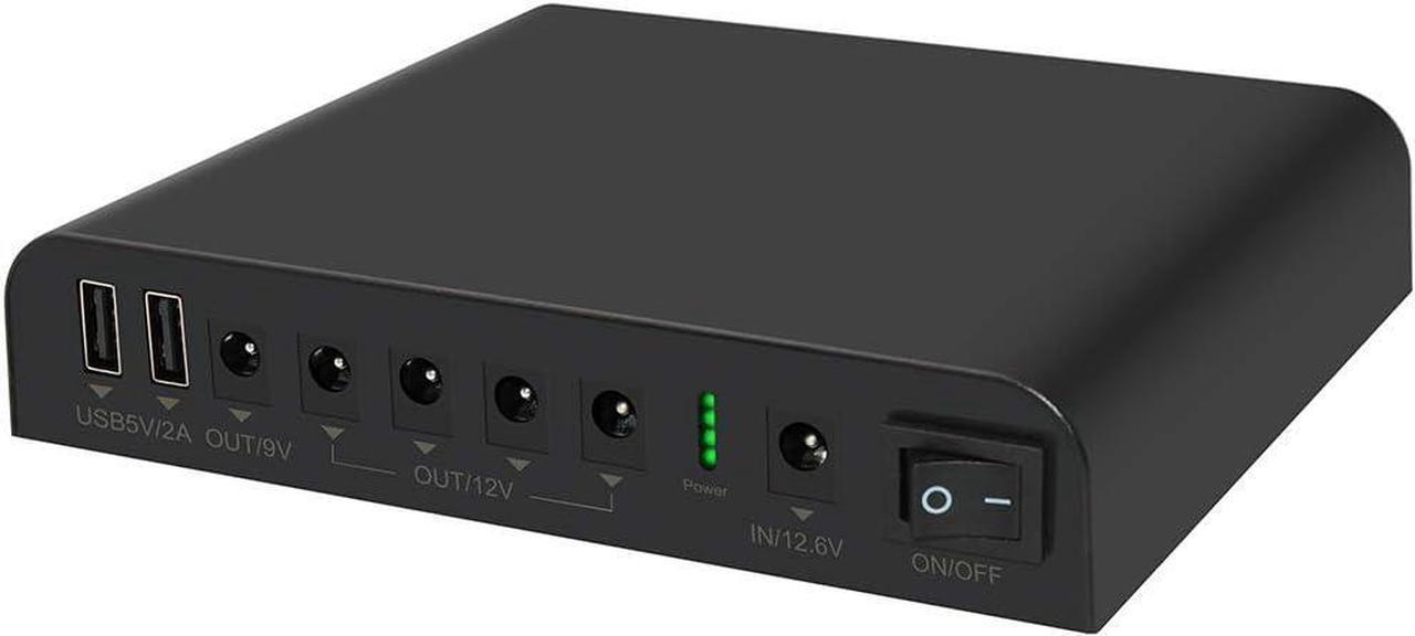 Main image of Mini UPS Battery Backup for Routers,Built-in 10400mAh Rechargeable Surge Protector with POE,Output USB 5V/2A DC 5V/9V/12V 2A for Modem,Security Camera, Smartphones (Black)