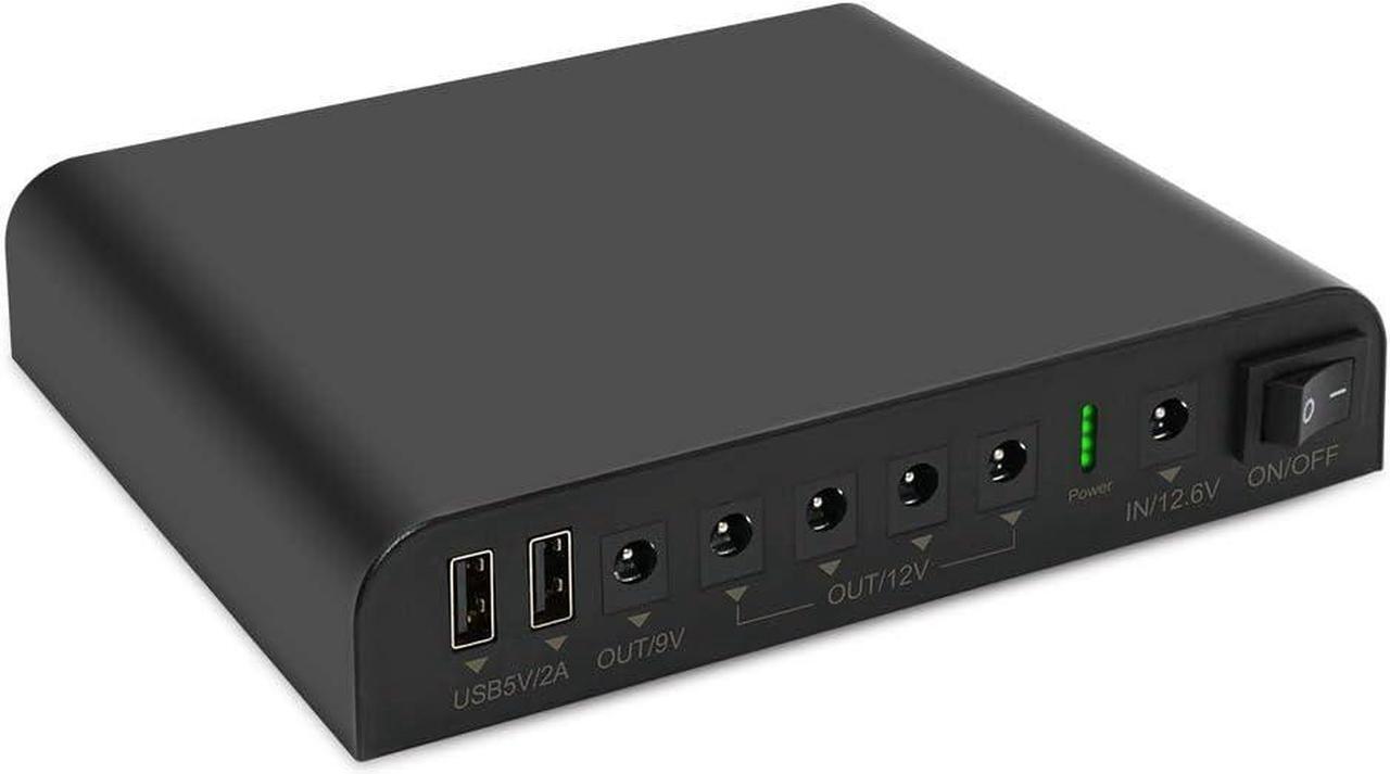 Alt view image 3 of 7 - Mini UPS Battery Backup for Routers,Built-in 10400mAh Rechargeable Surge Protector with POE,Output USB 5V/2A DC 5V/9V/12V 2A for Modem,Security Camera, Smartphones (Black)