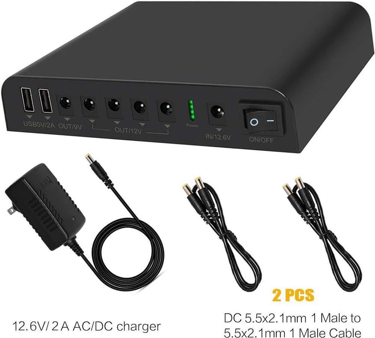 Alt view image 4 of 7 - Mini UPS Battery Backup for Routers,Built-in 10400mAh Rechargeable Surge Protector with POE,Output USB 5V/2A DC 5V/9V/12V 2A for Modem,Security Camera, Smartphones (Black)