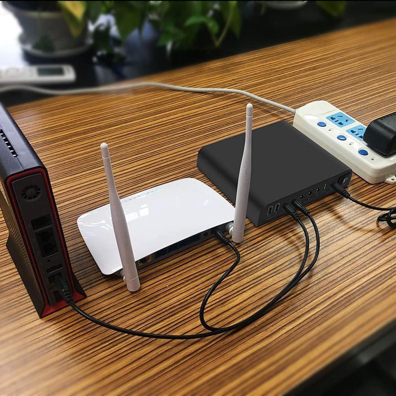 Alt view image 5 of 7 - Mini UPS Battery Backup for Routers,Built-in 10400mAh Rechargeable Surge Protector with POE,Output USB 5V/2A DC 5V/9V/12V 2A for Modem,Security Camera, Smartphones (Black)