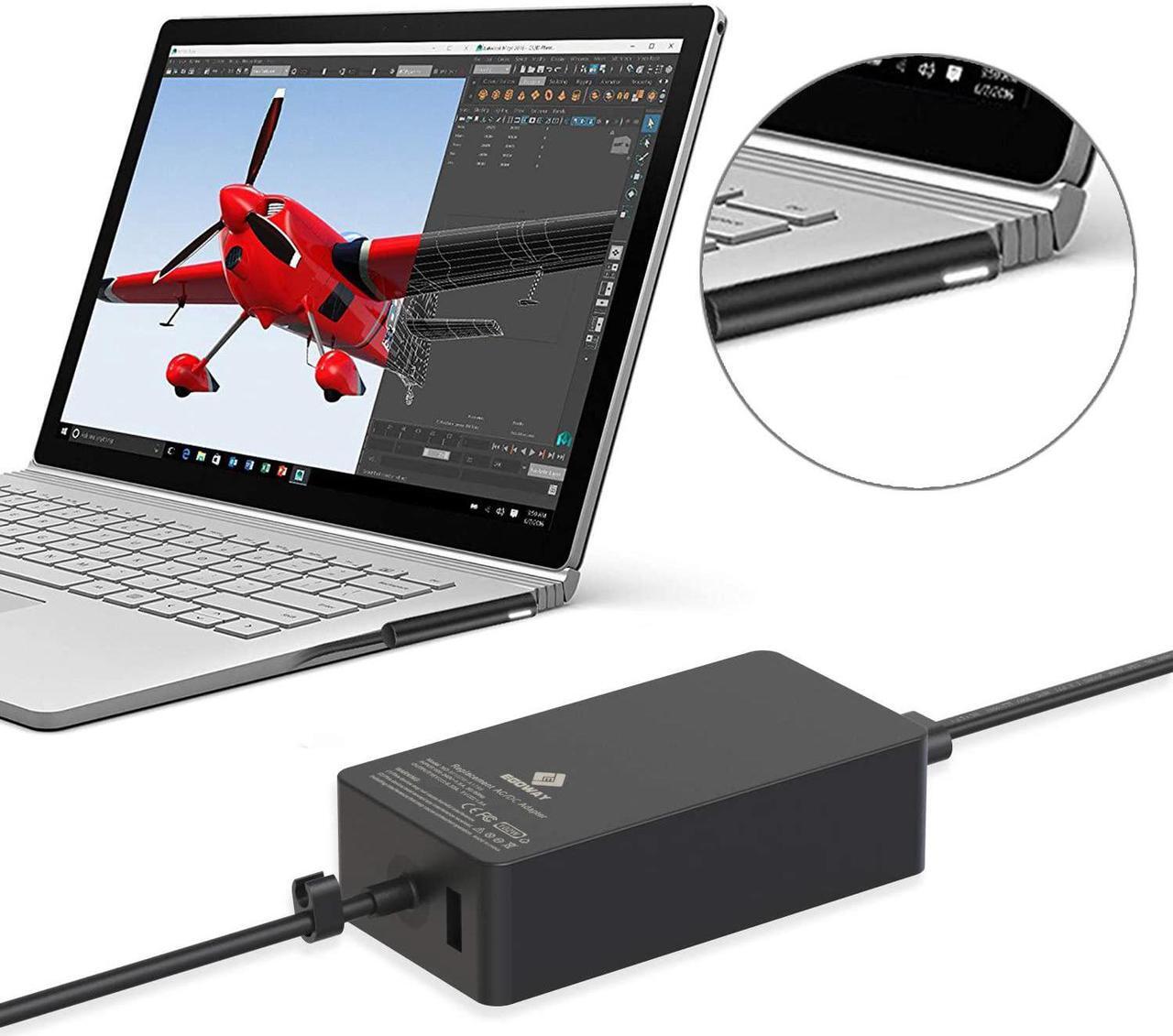 Alt view image 4 of 7 - 102W 15V 6.33A Power Adapter Charger Compatible with Surface Book 2 1, Surface Laptop 3 2 1, Surface Pro X Pro 7 Pro 6 Pro 5 Pro 4 Pro 3 and Surface Go with Additional USB Port and 6ft Power Cord