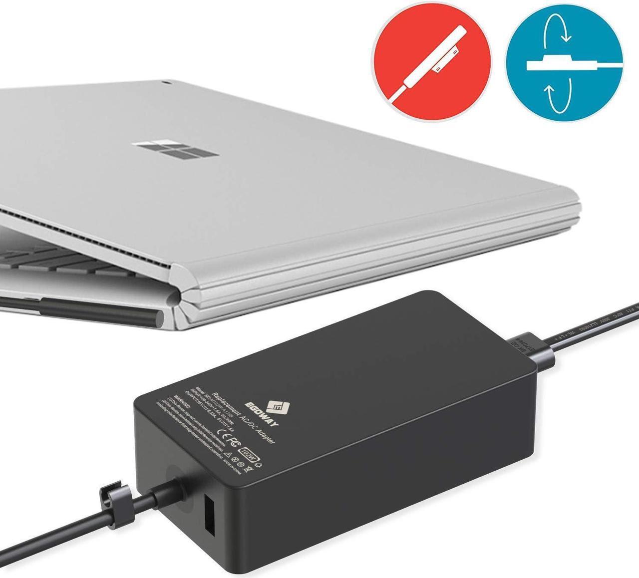 Alt view image 5 of 7 - 102W 15V 6.33A Power Adapter Charger Compatible with Surface Book 2 1, Surface Laptop 3 2 1, Surface Pro X Pro 7 Pro 6 Pro 5 Pro 4 Pro 3 and Surface Go with Additional USB Port and 6ft Power Cord