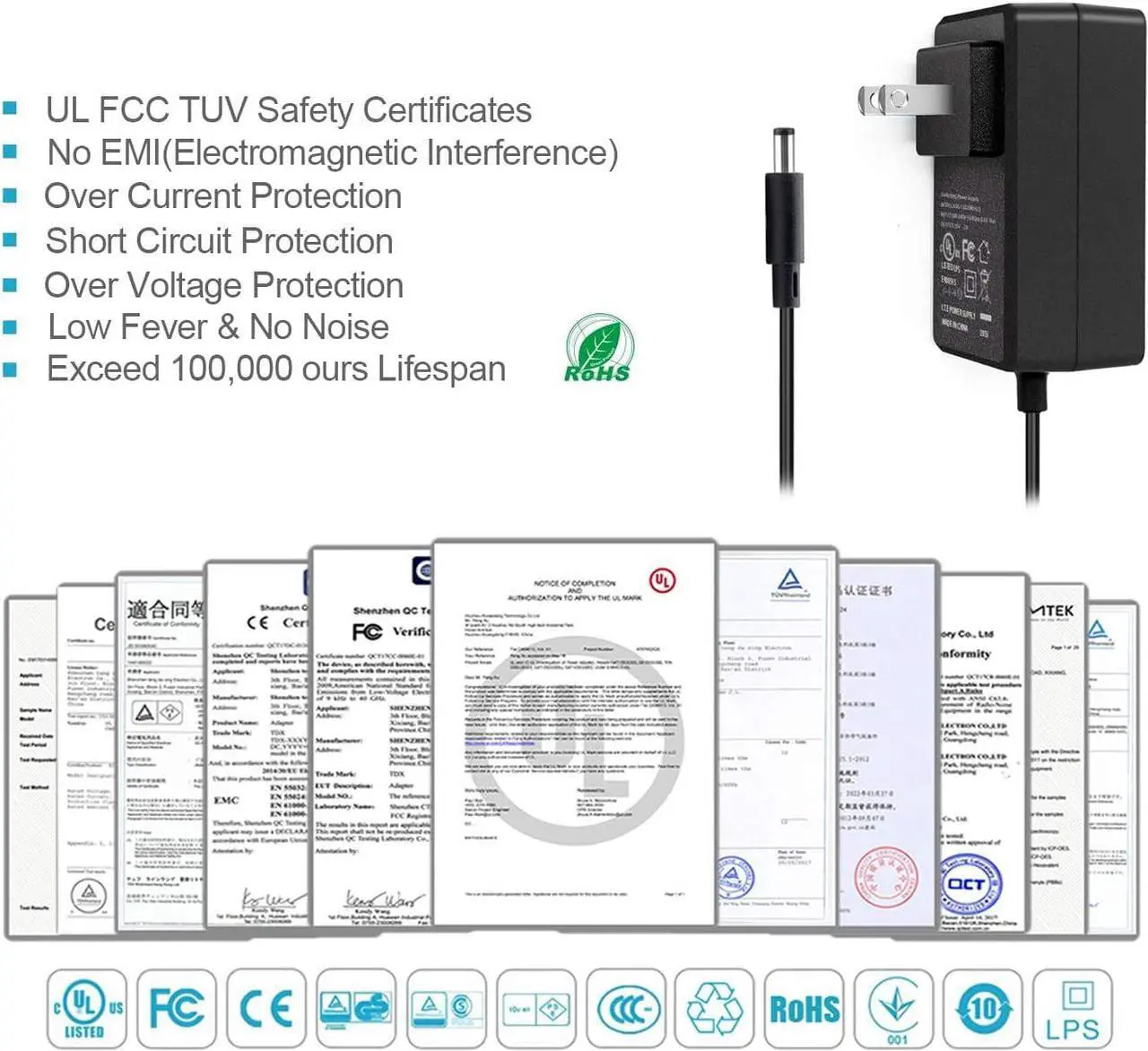 Alt view image 2 of 7 - UL Listed GOOKYO 5V 4A Power Supply 5VDC 4000mA Wall Charger Multi Tip Switching Replacement AC Adapter Fit for Jetson Nano,Atomic Pi,USB Hub,3D Printer,Pi 3/4 and More DC 5v Devices Power Supply - OEM