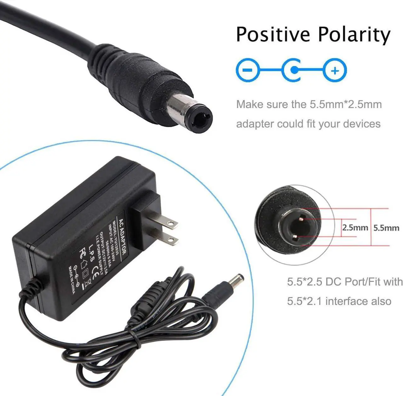 Alt view image 2 of 6 - AC DC 12V 3.5A Power Supply Adapter 12 Volt 3.5 Amp 42W 5.5mm x 2.5mm Transformer 3500mA Charger Replacement for Netgear Nighthawk Router R6700 N600 C700 N750 Power Cord
