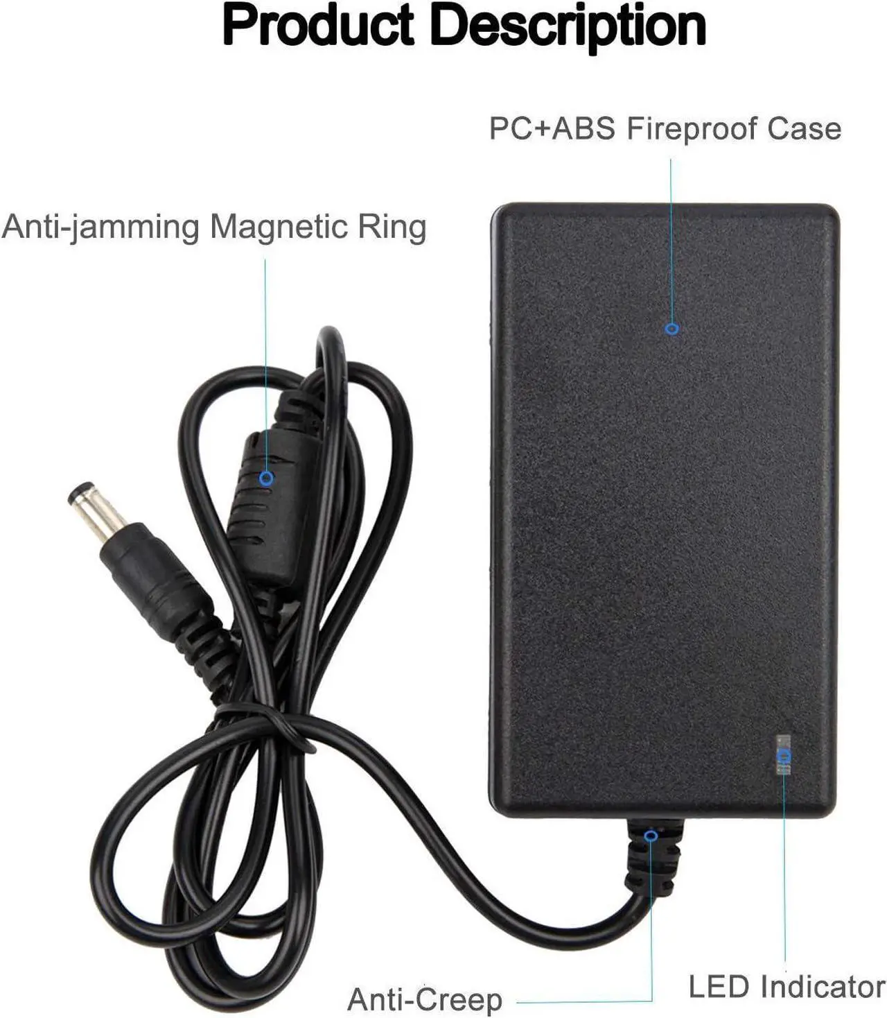 Alt view image 3 of 6 - AC DC 12V 3.5A Power Supply Adapter 12 Volt 3.5 Amp 42W 5.5mm x 2.5mm Transformer 3500mA Charger Replacement for Netgear Nighthawk Router R6700 N600 C700 N750 Power Cord