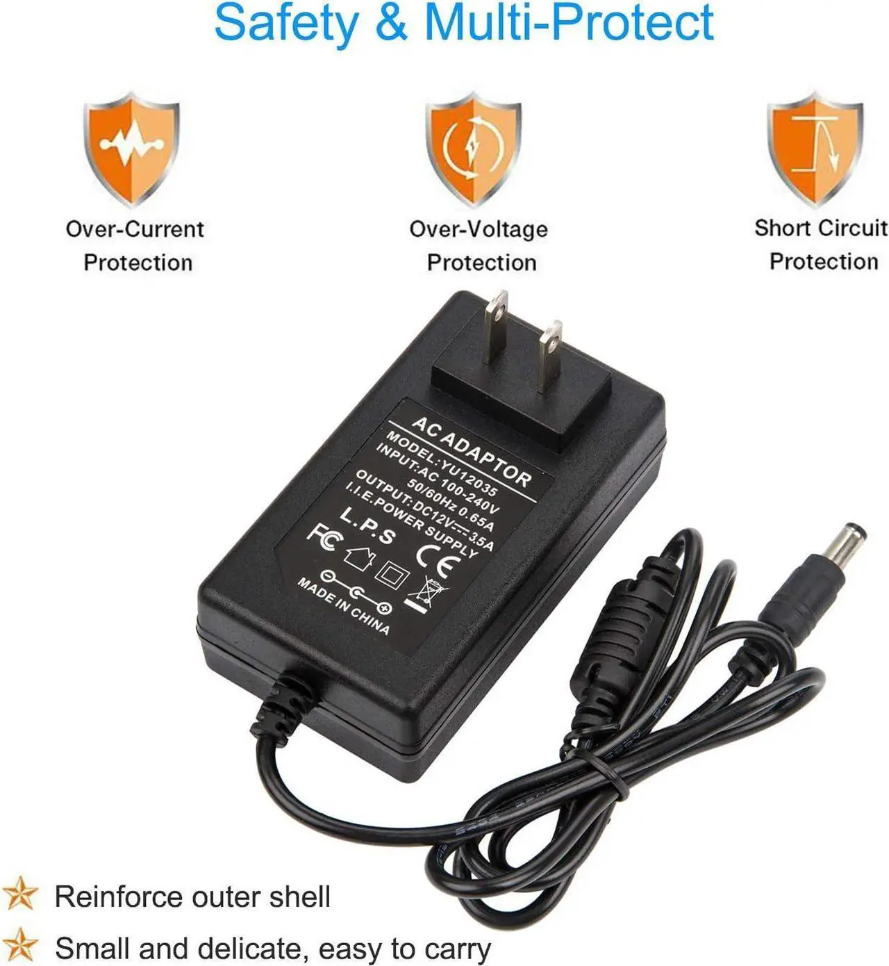 Alt view image 5 of 6 - AC DC 12V 3.5A Power Supply Adapter 12 Volt 3.5 Amp 42W 5.5mm x 2.5mm Transformer 3500mA Charger Replacement for Netgear Nighthawk Router R6700 N600 C700 N750 Power Cord