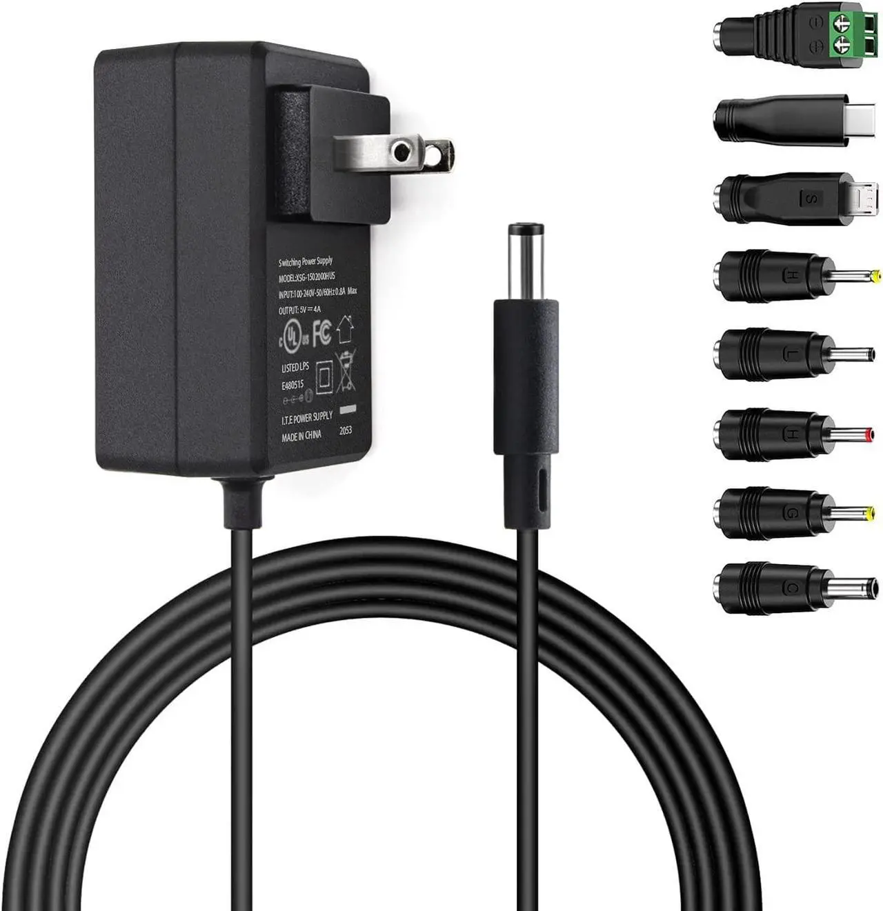 Main image of UL Listed GOOKYO 5V 4A Power Supply 5VDC 4000mA Wall Charger Multi Tip Switching Replacement AC Adapter Fit for Jetson Nano,Atomic Pi,USB Hub,3D Printer,Pi 3/4 and More DC 5v Devices Power Supply - OEM