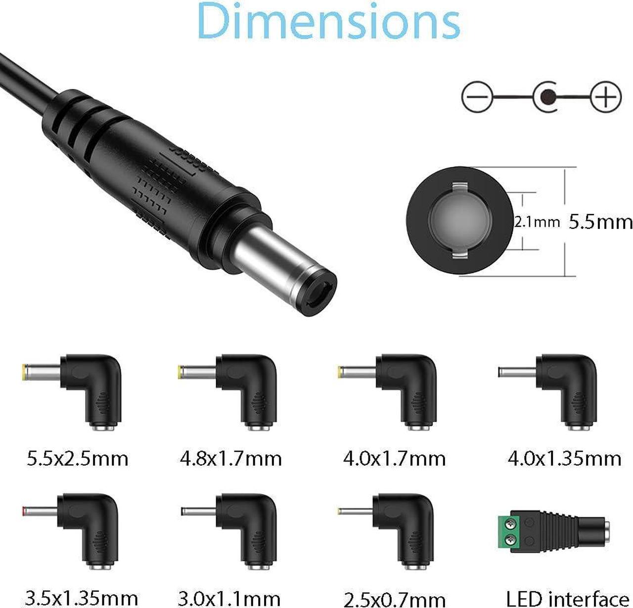 Alt view image 2 of 7 - LIANSUM DC 12V 2A Car Charger Universal Power Cord 5.5x2.1mm to Cigarette Lighter with 8 Connector for DVD Player, GPS, Bluetooth Speakers, Breast Pump, label maker, Camera, router, CD Player 5FTCable