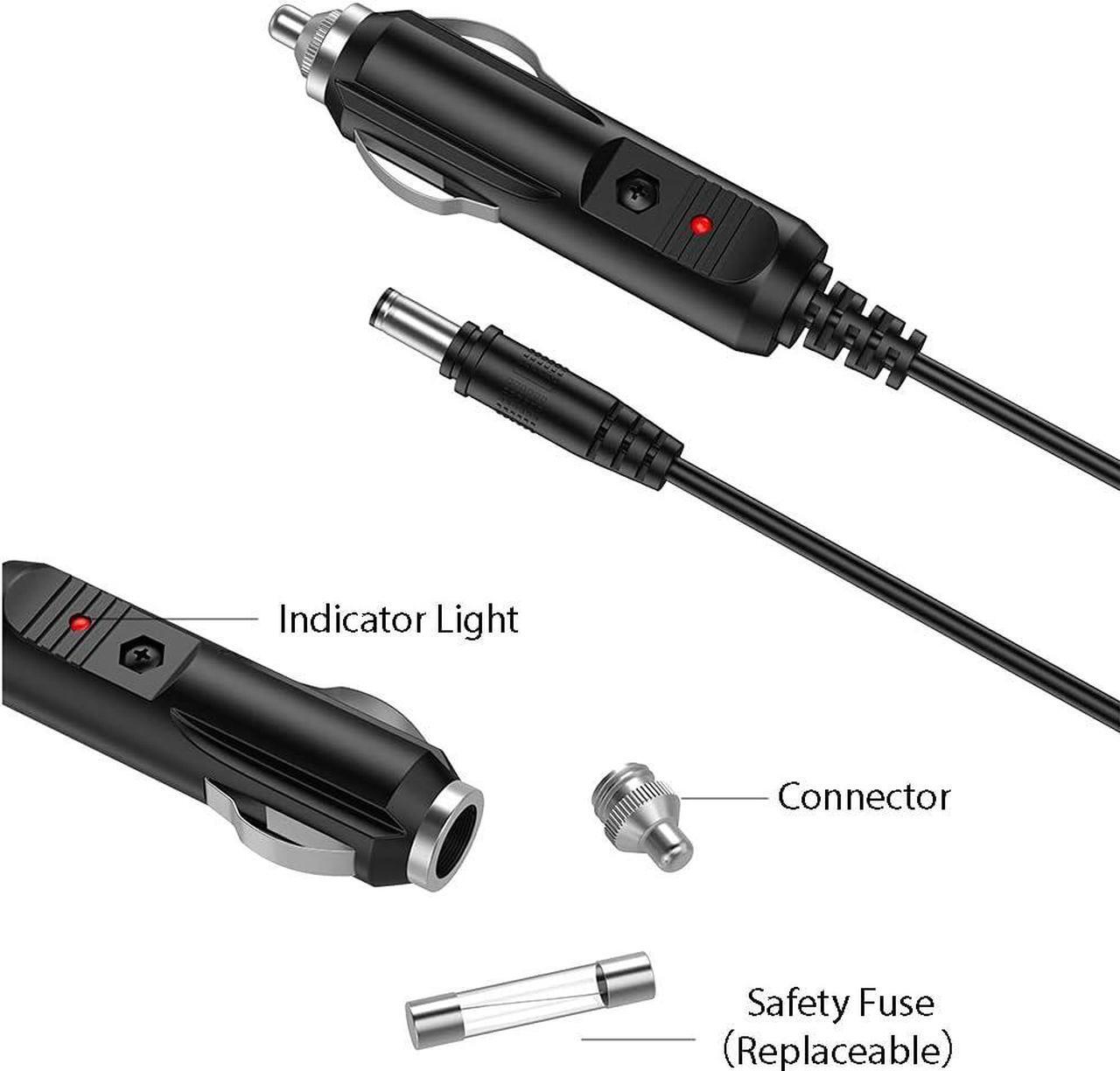 Alt view image 4 of 7 - LIANSUM DC 12V 2A Car Charger Universal Power Cord 5.5x2.1mm to Cigarette Lighter with 8 Connector for DVD Player, GPS, Bluetooth Speakers, Breast Pump, label maker, Camera, router, CD Player 5FTCable