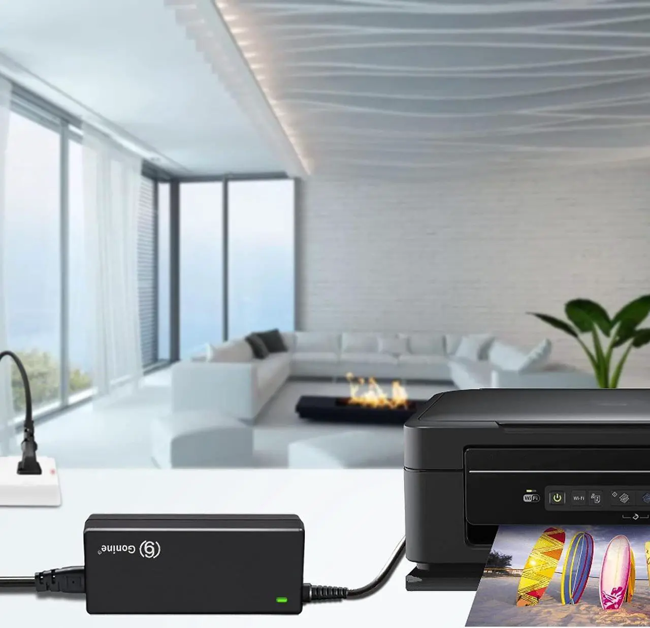 Alt view image 2 of 7 - Gonine 24V 2.5A Soundbar Power Supply Charger Cord, 100-240V 50-60Hz 24 Volt 60W 45W AC Adapter for 24Vdc LED Strips Light Vizio Samsung Sound bar Dymo Labels Printer.