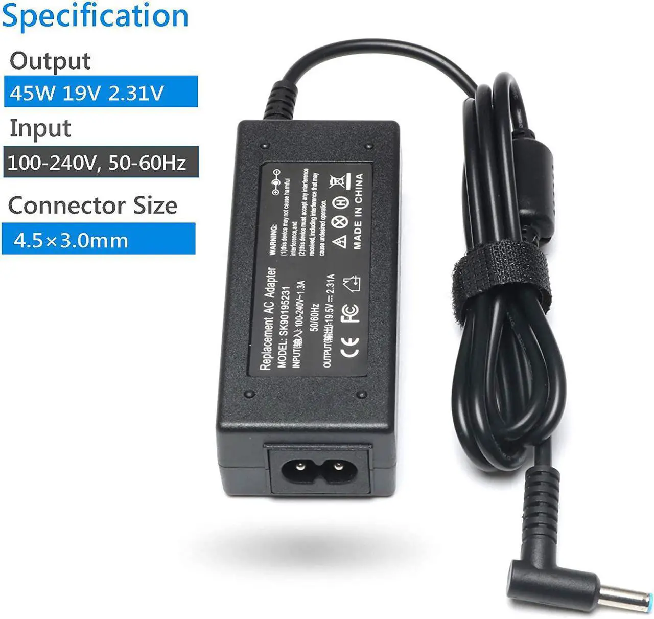 Alt view image 3 of 7 - 19.5V 2.31A 45W Ac Adapter/Laptop Charger/Power supply for HP 15-BS000 17-BS000: 15-bs168cl 15-bs010ds 15-bs013dx 15-bs060wm 15-bs192od 15-bs033cl 15-bs095ms 15-bs015dx 15-bs020wm 17-bs049dx