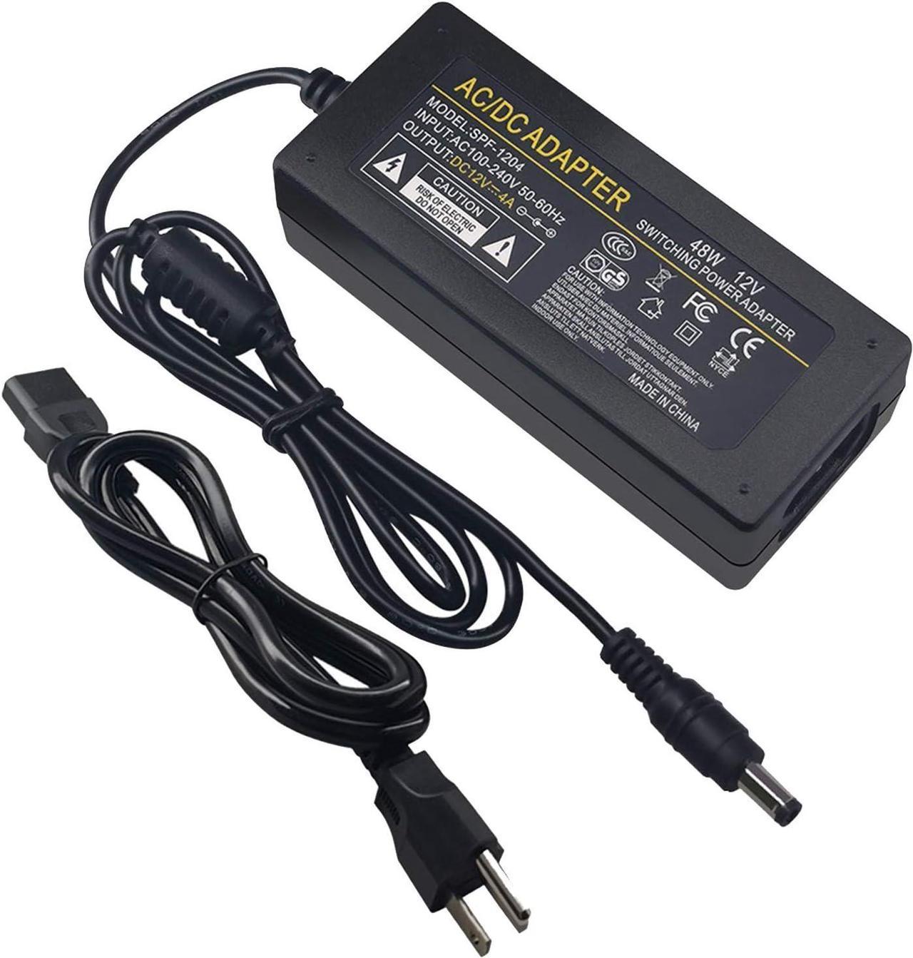 AC Adapter Power Supply 12V 4A 48W AC/DC Power Adapter with 5.5x2.1mm DC Plug 12V 4A 48W for LCD Monitor, LED Strip Light and Other Low Voltage Device