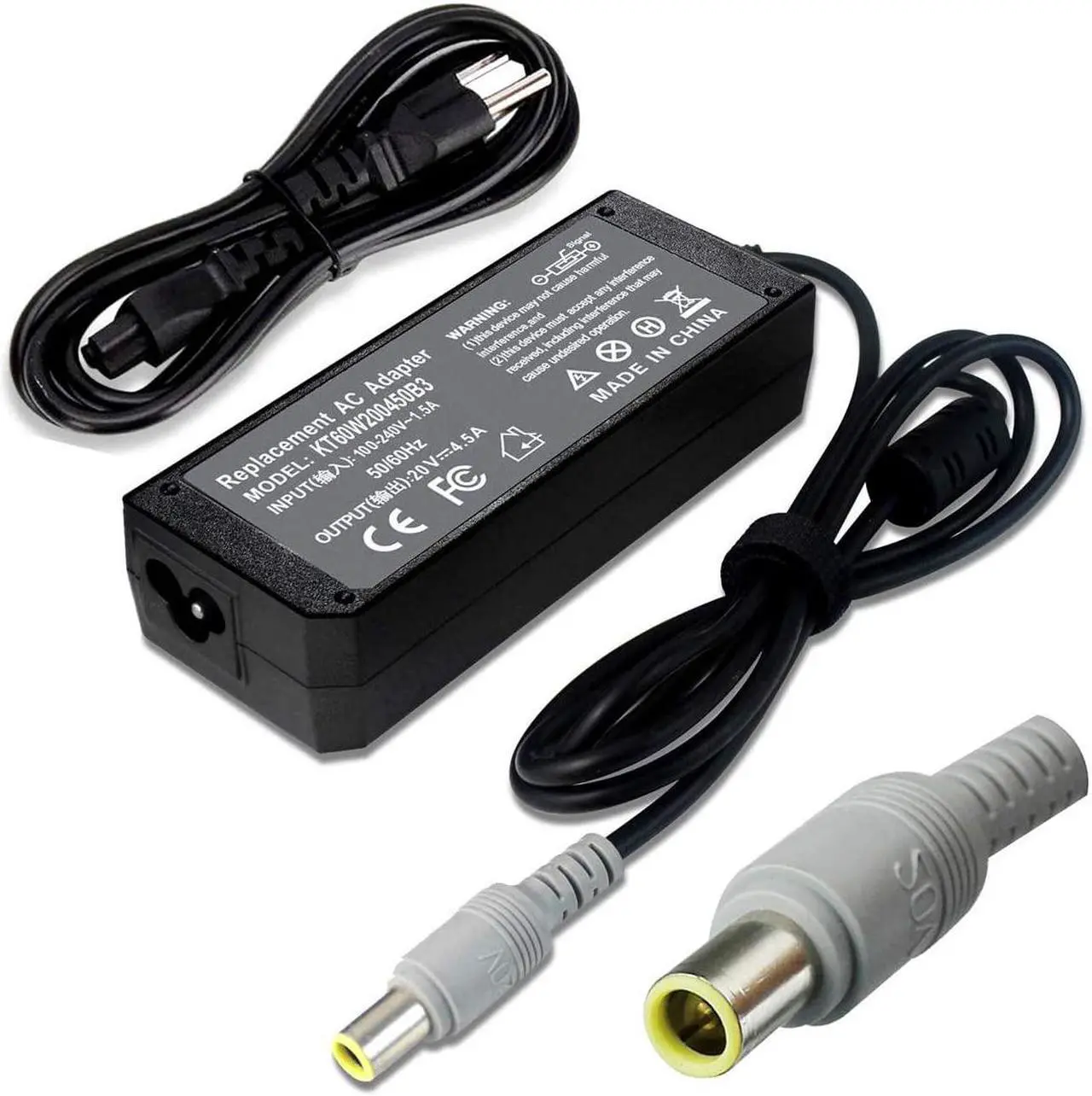 Main image of 90W 20V 4.5A AC Adapter Charger Compatible with Lenovo Thinkpad T60 T61 T400 T410 T420 T430 T500 T510 T520 T530 X60 Z60 X200 X201 X220 X230 X61 L420 L430 Edge 14 15 E420 E430 E530 Power Supply