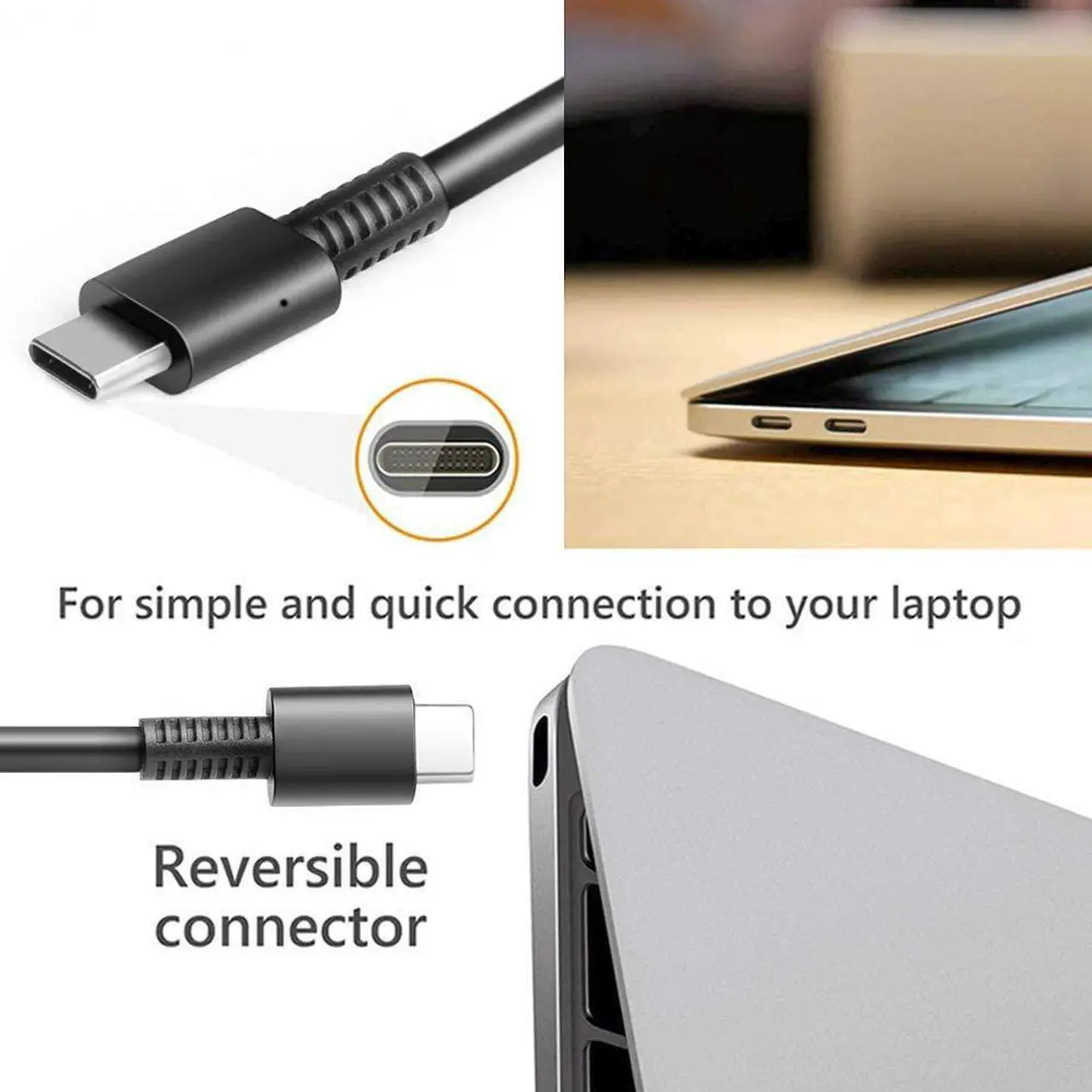 Alt view image 3 of 7 - 65W Type USB-C AC Adapter fit for Lenovo ThinkPad Yoga L13 E15 E14 X13 T14 L14 L15 R14 T14s T15 1th 2nd 3rd Gen Laptop Charger Power Supply Cord