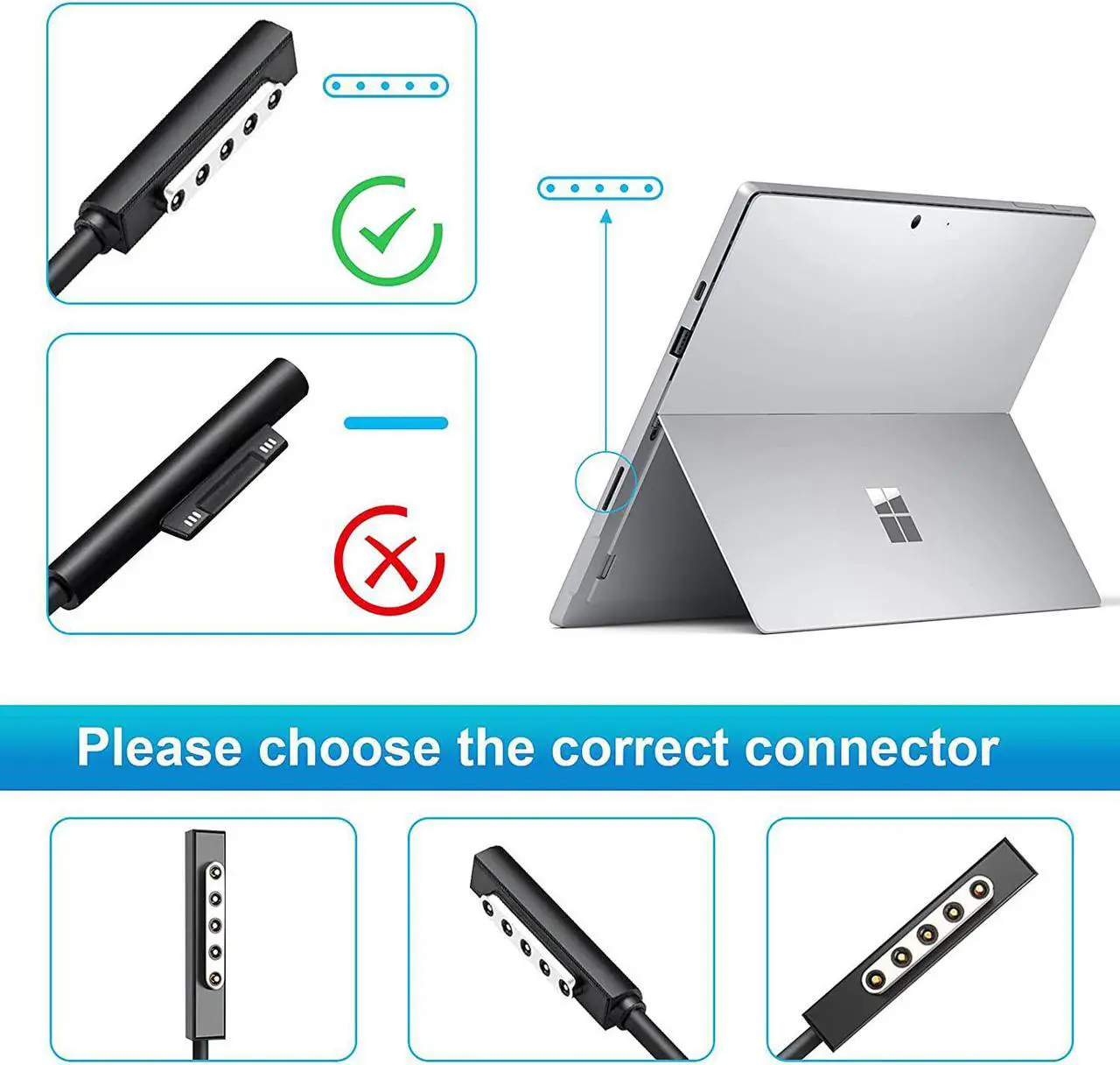 Alt view image 6 of 7 - Microsoft Surface Pro 1 Pro 2 Pro RT Power Adapter Charger for Microsoft Surface Pro 1 Pro 2 Surface RT and 10.1 Windows 8 Tablet PC 48W 12V 3.58A