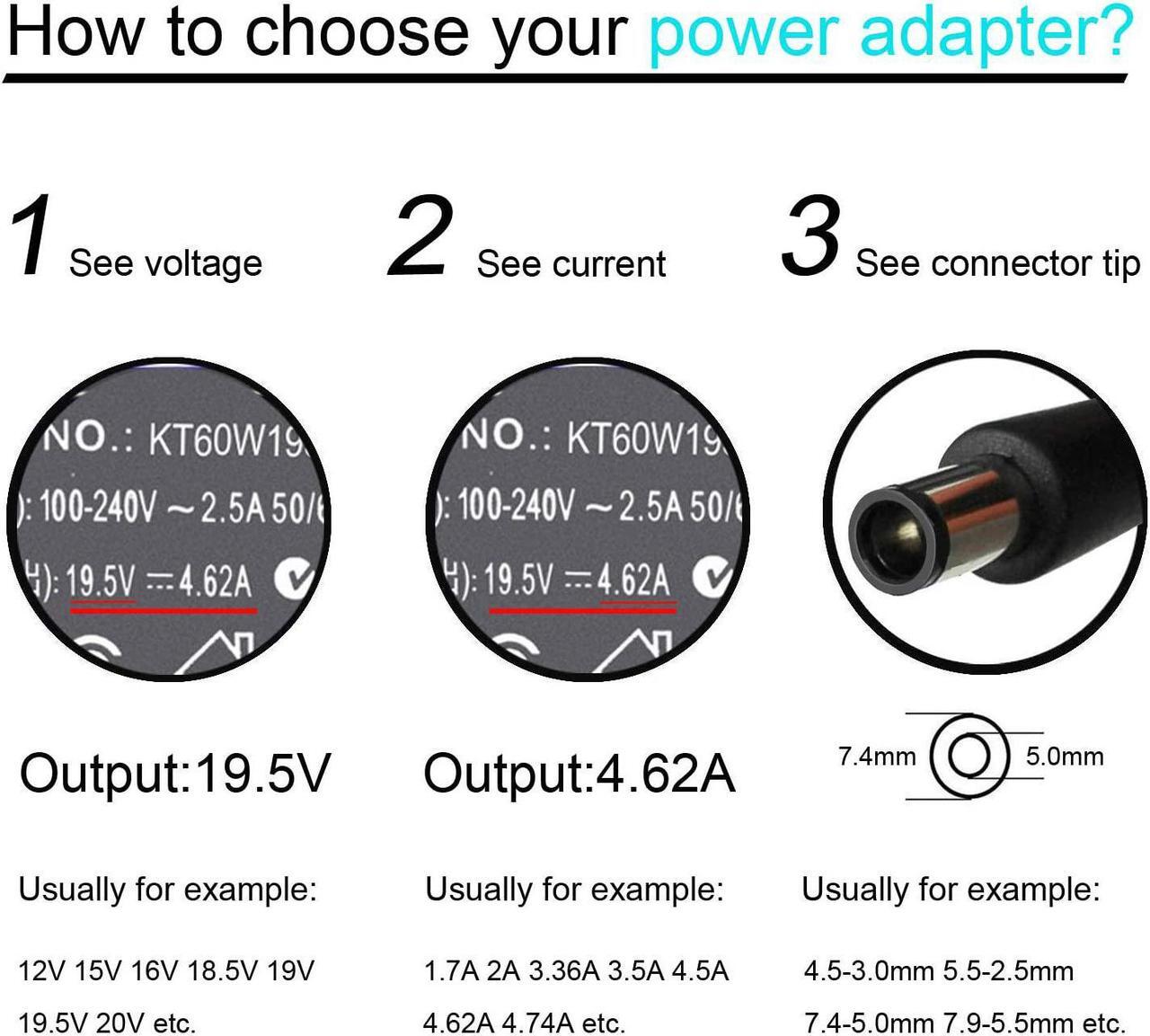 Alt view image 3 of 7 - 90W/65W Ac Adapter Laptop Charger Compatible with Dell Latitude E6230 E6330 E6400 E6420 E6430 E6440 E6500 E6520 E6530 E7240 E7440 Inspiron 14 15 17 14R 15R 17R 1520 1525 1545 3451 3520 3521