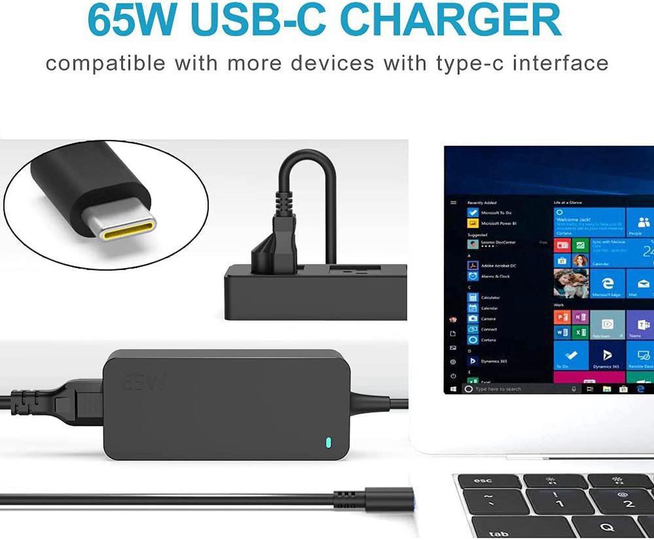 Alt view image 5 of 6 - 65W USB Type-C Laptop Charger Fit for Lenovo ThinkPad T480 T480S T580 T580S E480 E580 E485 E585 L480 L580 X280 Power Cord Supply AC Adapter