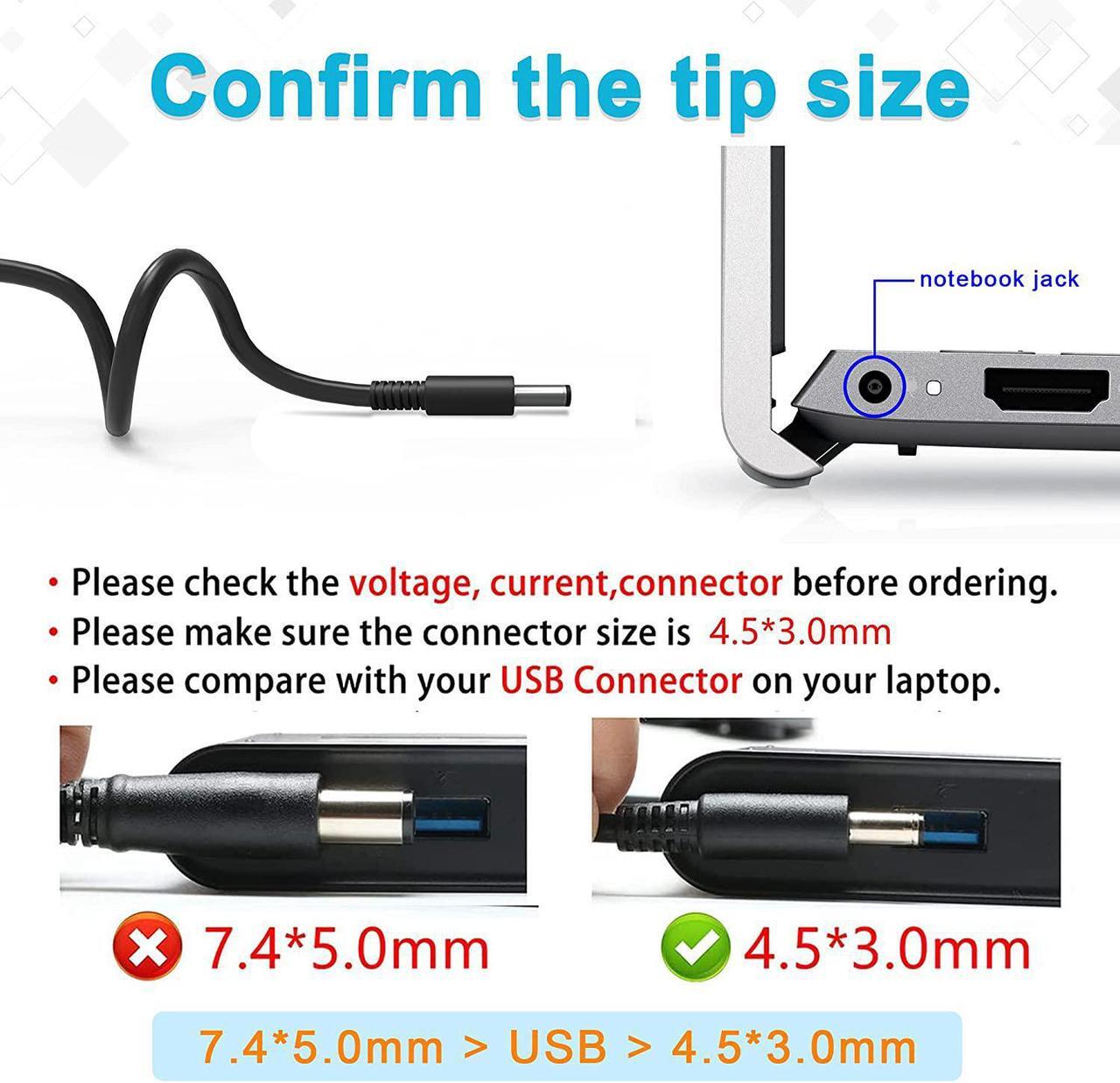 Alt view image 2 of 7 - New 65W&45W AC Adapter Laptop Charger Compatible with Dell Inspiron 5000 7000 7352 5555 5558 5559 5570 5755 5759 5770 P51F P69G P54G P66F P75F P51F P25T P24T P57G P58F P28E P66F P35E Laptop Power Cord