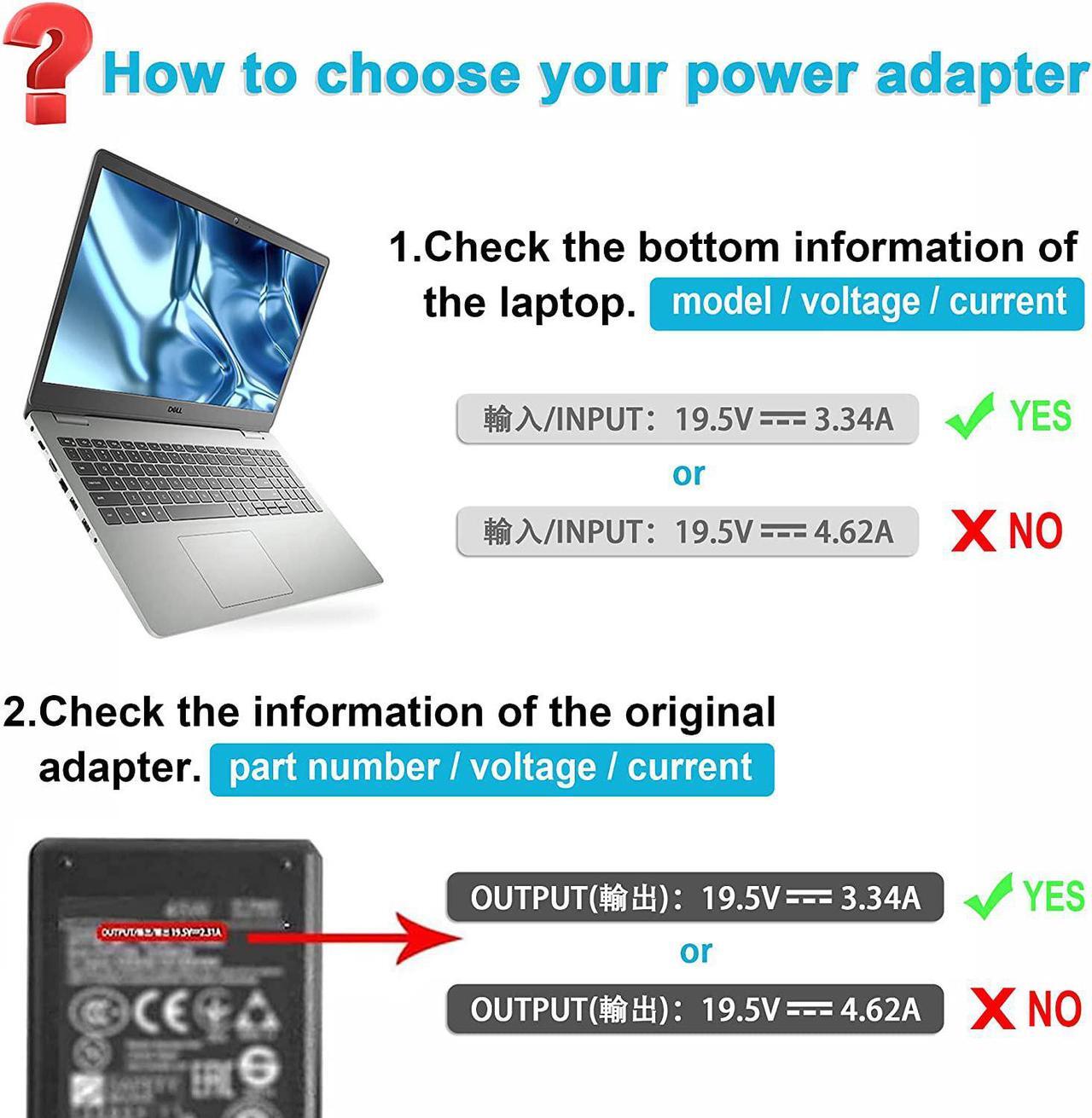 Alt view image 3 of 7 - New 65W&45W AC Adapter Laptop Charger Compatible with Dell Inspiron 5000 7000 7352 5555 5558 5559 5570 5755 5759 5770 P51F P69G P54G P66F P75F P51F P25T P24T P57G P58F P28E P66F P35E Laptop Power Cord