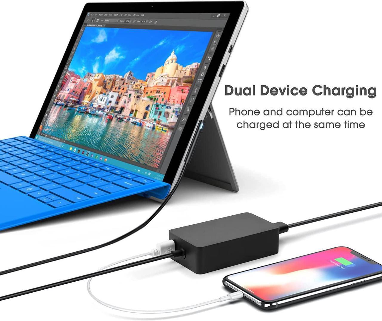 Alt view image 3 of 7 - Surface Charger, 44W 15V 2.58A Power Supply Adapter Charger for Microsoft Surface Pro 3/4/5/6/7, Surface Book, Surface Go 1/2, Surface Laptop, with 6FT DC Power Cord