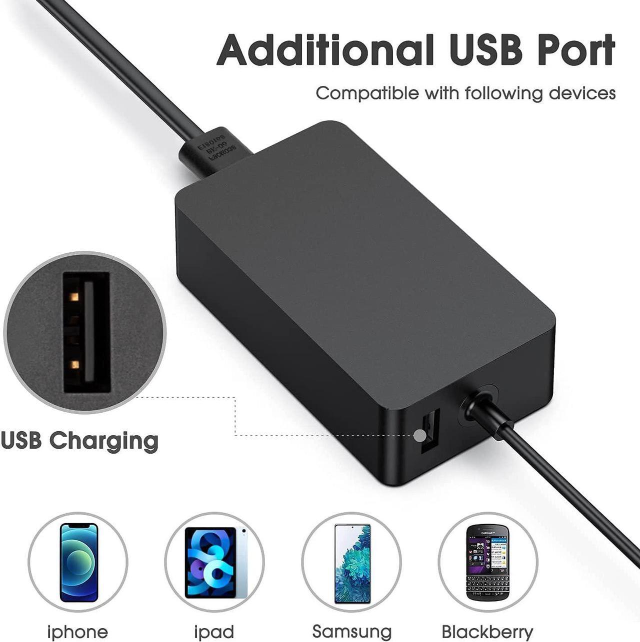 Alt view image 4 of 7 - Surface Charger, 44W 15V 2.58A Power Supply Adapter Charger for Microsoft Surface Pro 3/4/5/6/7, Surface Book, Surface Go 1/2, Surface Laptop, with 6FT DC Power Cord