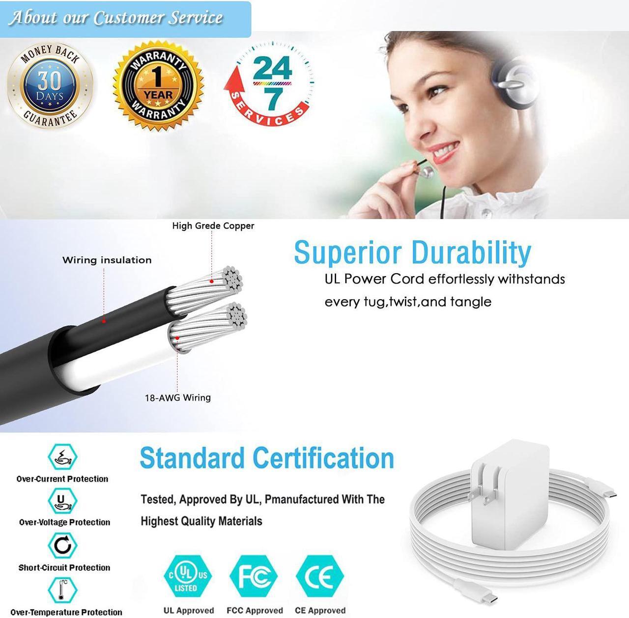 Alt view image 4 of 7 - 65W Type C AC Charger Fit for Huawei MateBook X Pro 2019/2020, MateBook D 14/D 14 AMD, MateBook D 15/D 15 AMD, MateBook 14/14 2020/14 2020 AMD, Honor MagicBook 14/15 Laptop Power Supply Adapter Cord