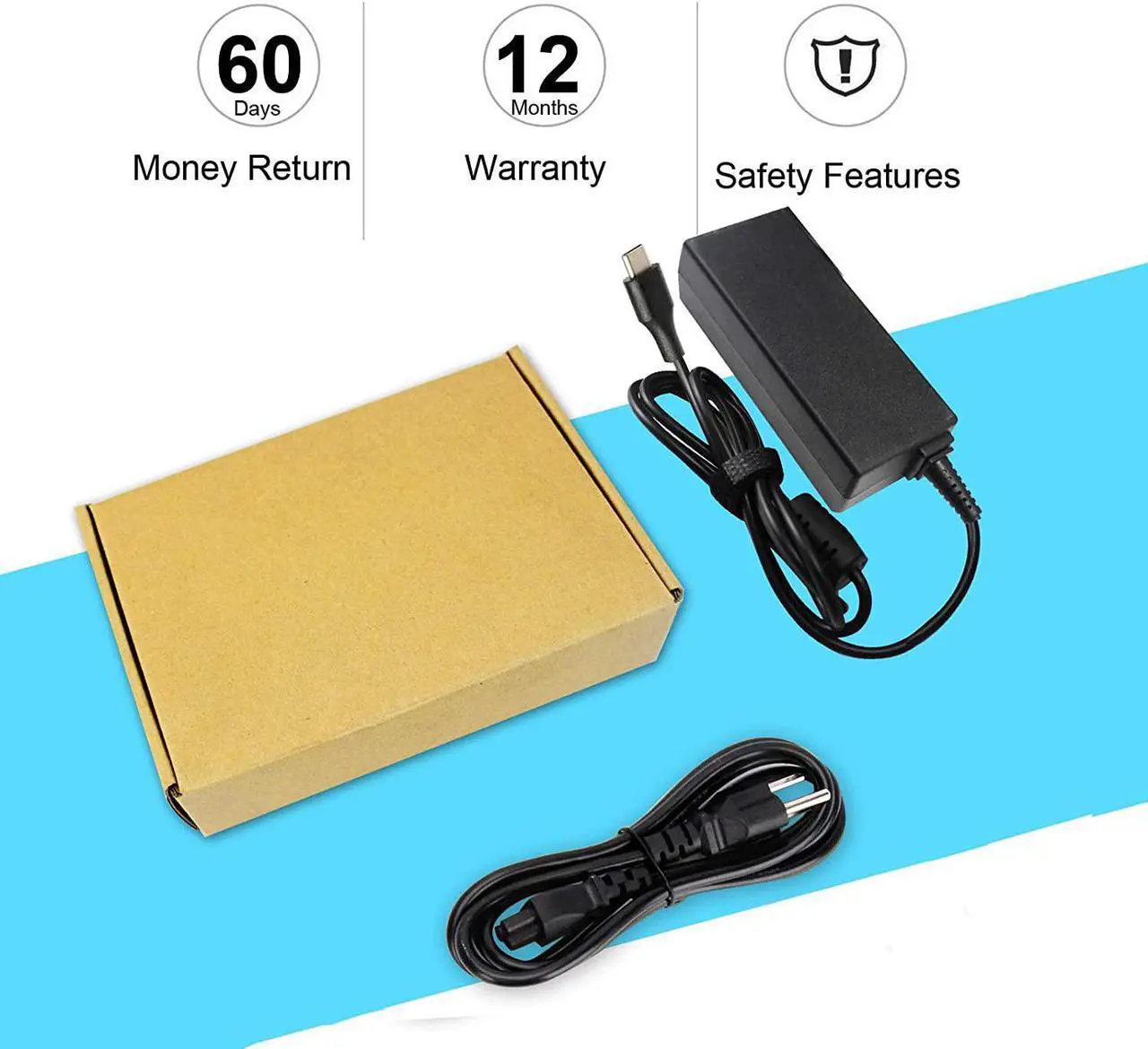Alt view image 7 of 7 - 65W 45W Type C USB C Laptop Charger Compatible with Lenovo ThinkPad X1 L380 T480 T580s T580 T480s X270, Yoga C940 C740 C930 730 S730 730S 920 Chromebook c330 100e 300e 500e c340 N23 Power Supply
