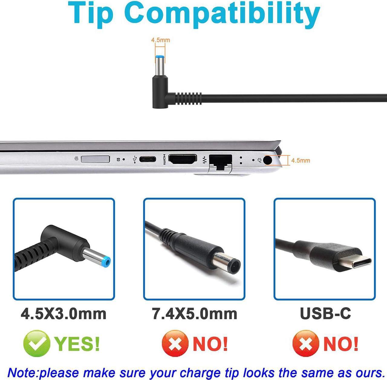 Alt view image 2 of 7 - 45W 19.5V 2.31A Ac Adapter Laptop Charger for HP 741727-001 TPN-C125 HSTNN-LA40 HSTNN-DA40 854054-002 HSTNN-CA40 740015-002 740015-003 740015-004 HP 15-f387wm 15-f272wm 15-f233wm 15-ba009dx 15-r132wm