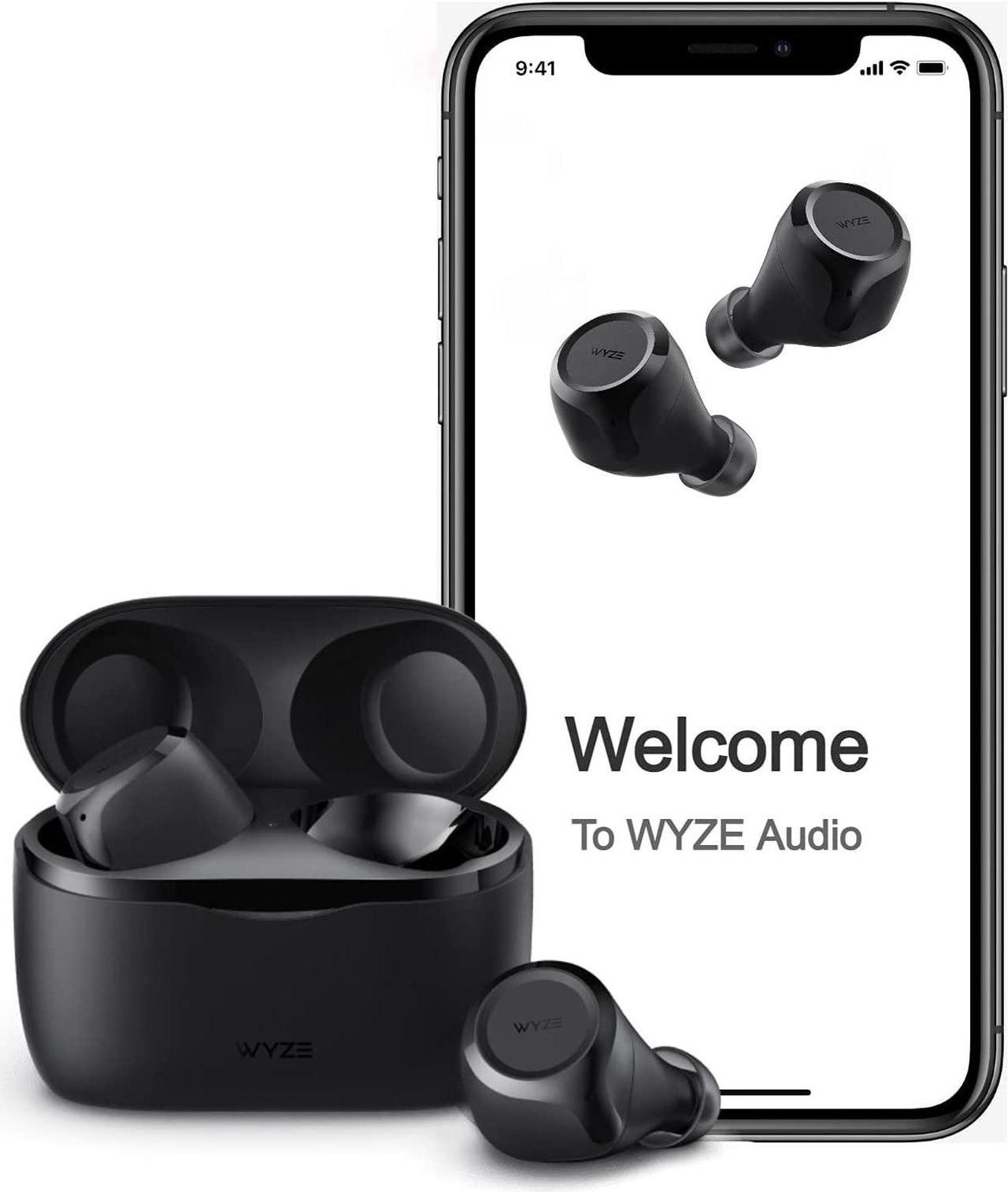 WYZE Wireless Earbuds 5.0 Bluetooth Headphones with IPX5 Sweat Resistance, 30 dB Noise Reduction,4 Voice-Isolating Mics, Alexa Built-in True Wireless Earbuds,Charging Case, Workout,Sports