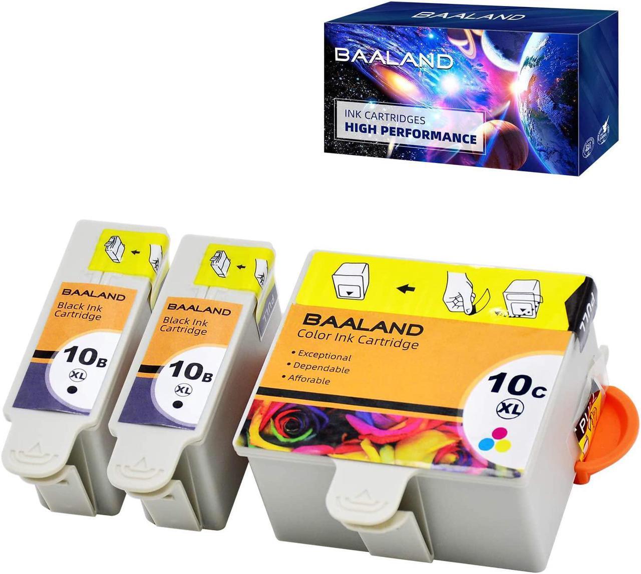 BAALAND Compatible Kodak 10 10B 10C ESP 3250 Ink Cartridges 3 Pack (2 Black, 1 Color) Work for Kodak ESP 3, ESP 3250, 5250, 9250, Office 6150, EASYSHARE 5500, Hero 7.1, 9.1, 6.1 Printer