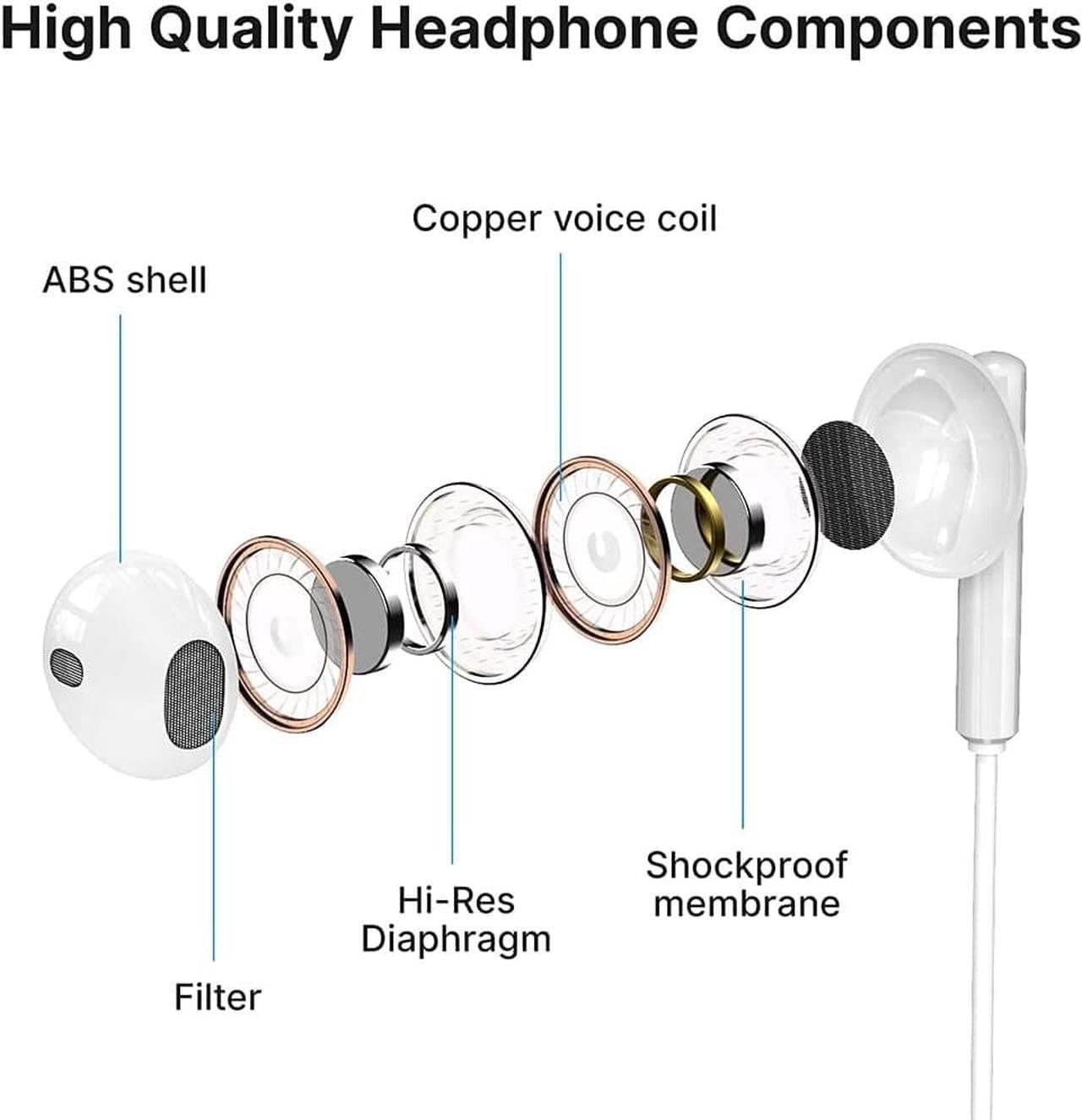 Alt view image 4 of 7 - iPhone Headphones,Wired Lightning Headphones for iPhone 13 14 12 Pro Max MFi Certified Lightning Earbuds with Microphone & Volume Control for 11 XR SE