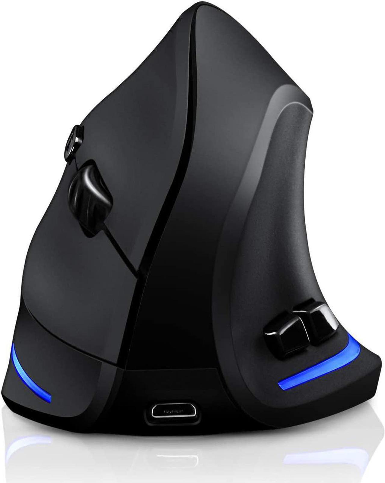 TRELC Ergonomic Mouse, 2.4G Wireless Vertical Optical Mouse with Adjustable Sensitivity (1000/1600/2400 DPI), 6 Buttons for PC, Desktop, Laptop, Notebook (Black)