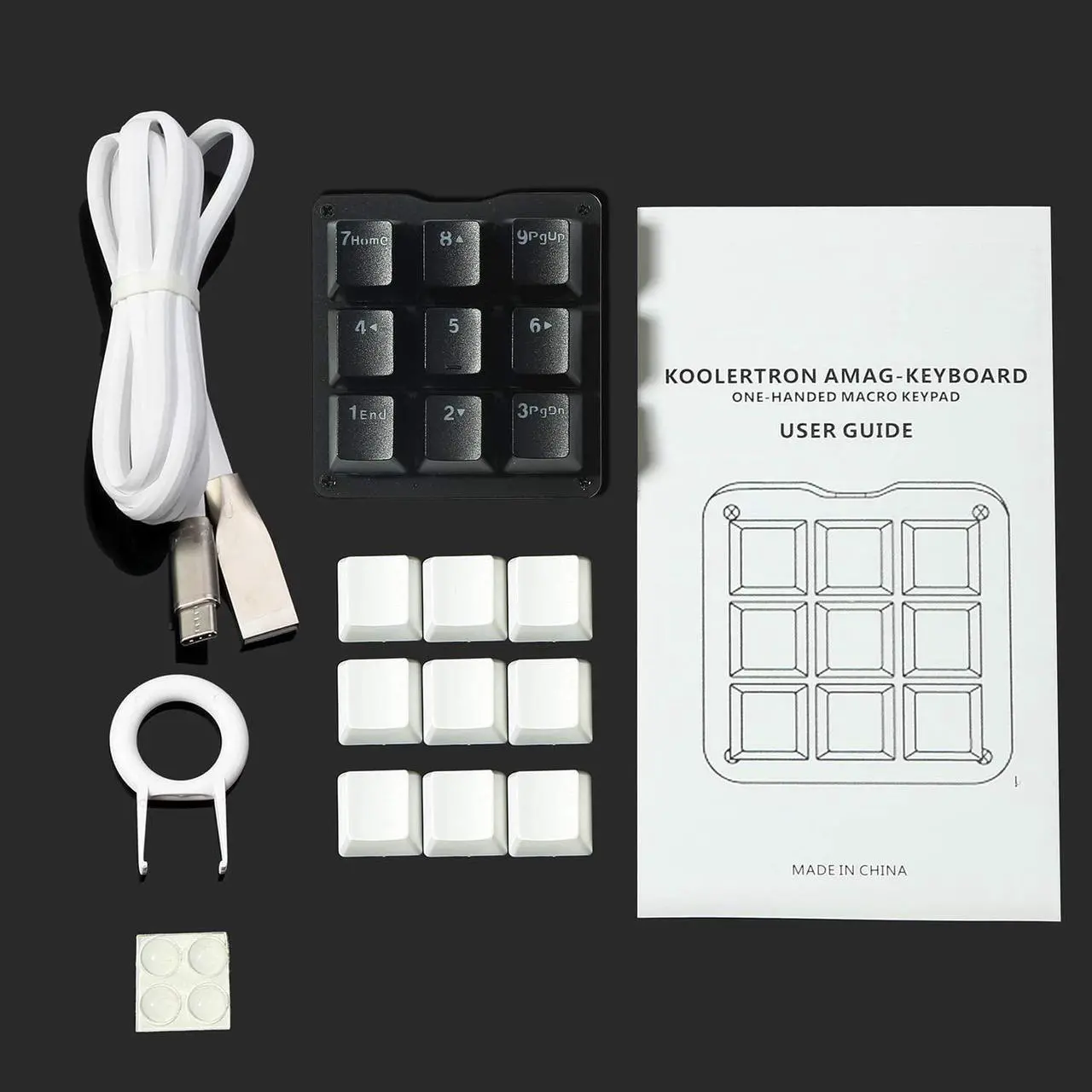 Alt view image 7 of 7 - Koolertron One Handed Macro Mechanical Keyboard, RGB LED Backlit Portable Mini One-Handed Mechanical Gaming Keypad OSU! Keyboard 9 Fully Programmable Keys Blue Switches