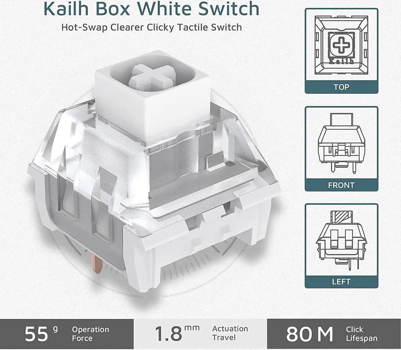 Alt view image 4 of 7 - FL ESPORTS F12 65% Three-Mode Wireless Mechanical Keyboard, 68 Keys RGB Bluetooth 5.0/2.4Ghz Gaming Keyboard w/Light Tactile Kailh Box White Switch, PBT Keycaps, Durable Durable Battery, Mint Green