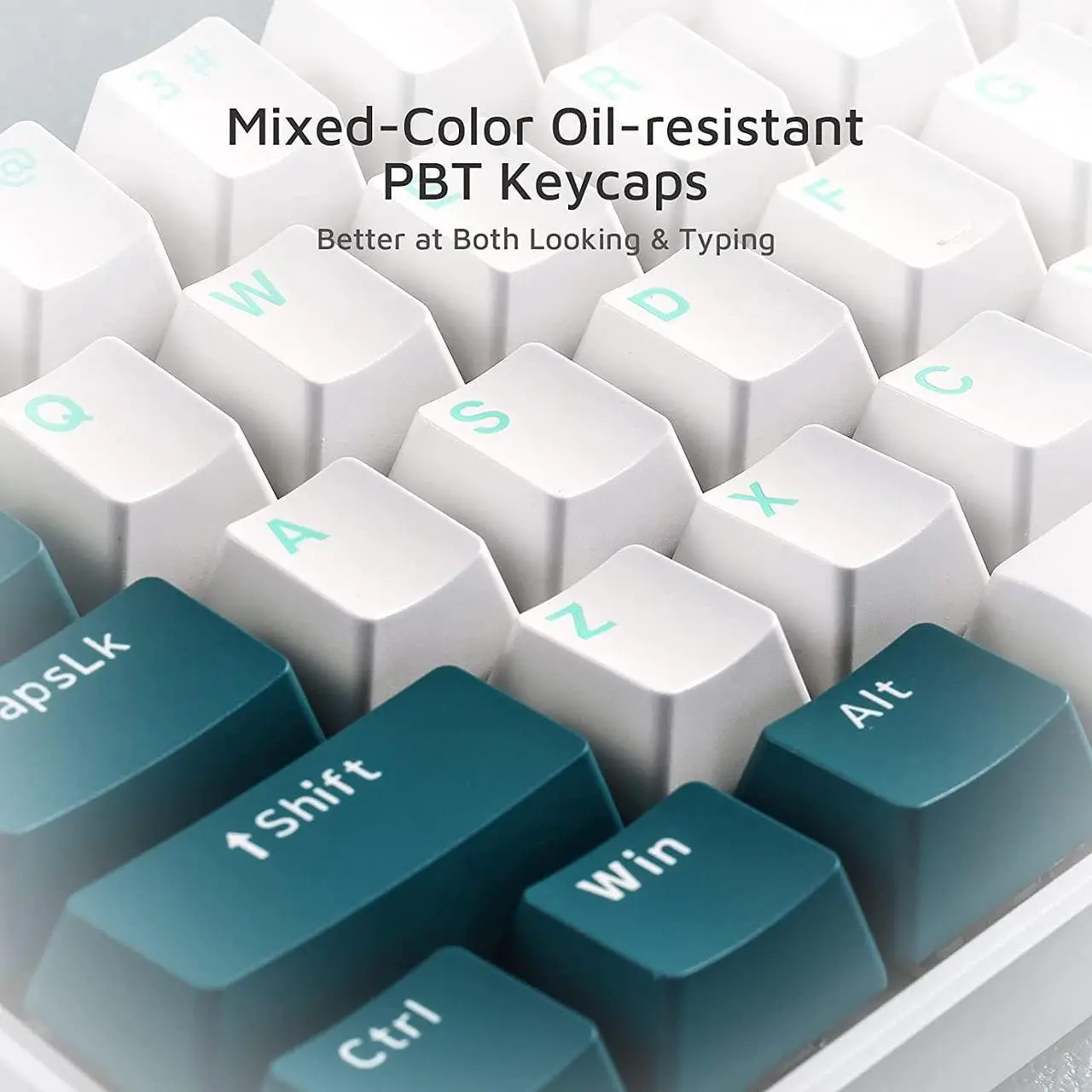Alt view image 5 of 7 - FL ESPORTS F12 65% Three-Mode Wireless Mechanical Keyboard, 68 Keys RGB Bluetooth 5.0/2.4Ghz Gaming Keyboard w/Light Tactile Kailh Box White Switch, PBT Keycaps, Durable Durable Battery, Mint Green