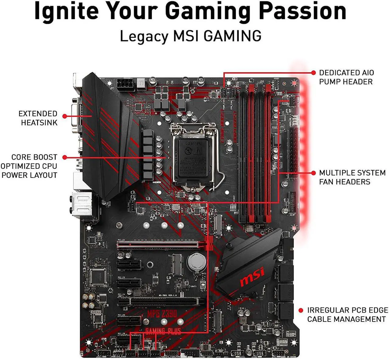Alt view image 6 of 11 - MSI MPG Z390 Gaming Plus LGA1151 M.2 USB 3.1 Gen 2 DDR4 ATX - Motherboard Only