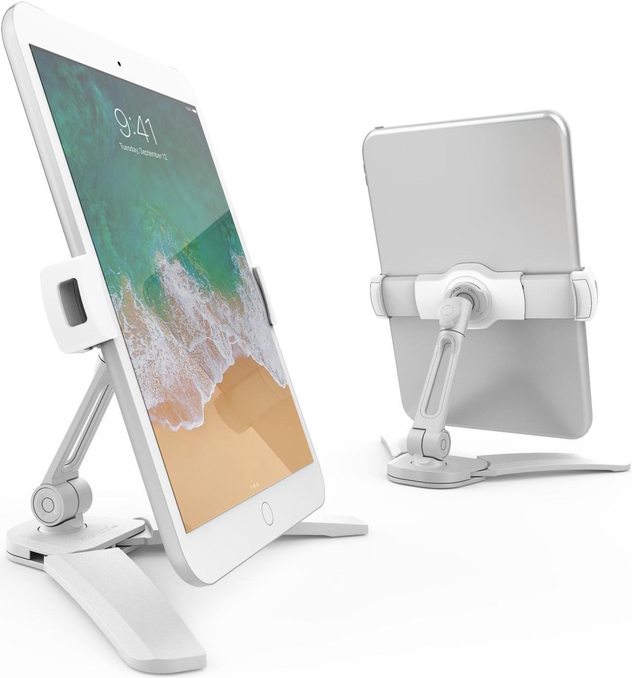 Kanto DS150W Universal Smartphone and Tablet Stand | Wall and Under Cabinet Mounting Bracket | Foldable Design | White