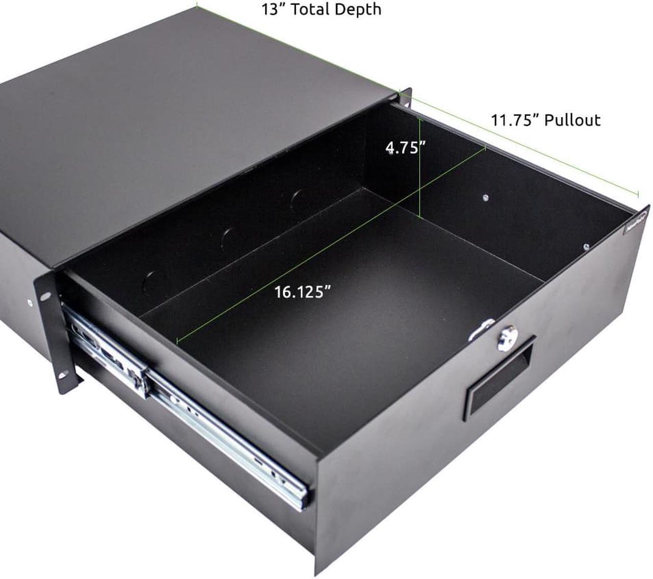Alt view image 2 of 4 - Navepoint Rack Mount Drawer For 19-Inch Server Cabinet Case Or DJ With Lock And Key 3U Black