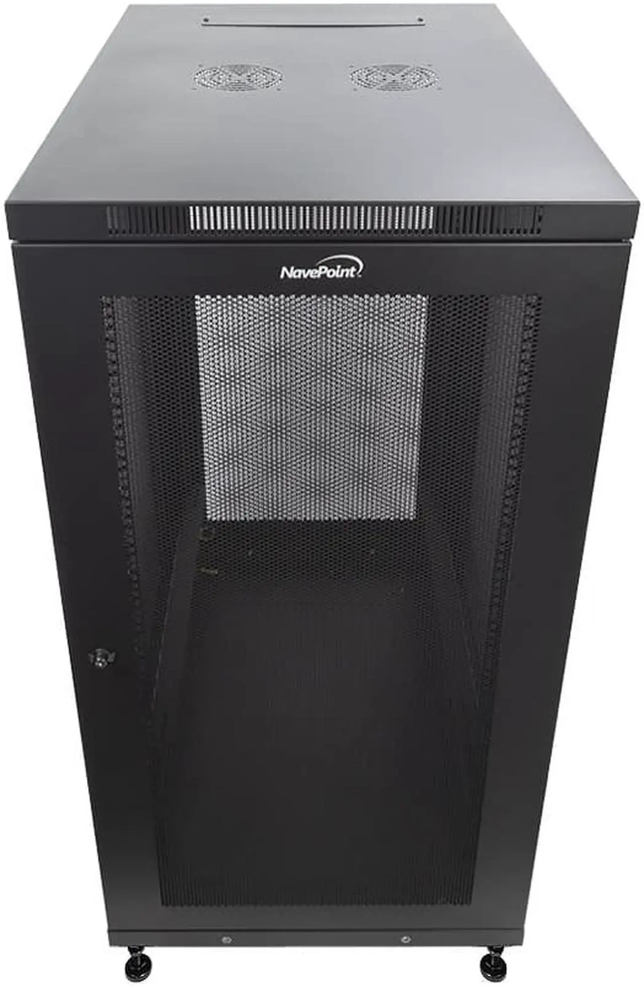 Main image of NavePoint 24U Rack Enclosure Server Cabinet Mid Depth 33" Deep Perforated Door Lock and Casters Black