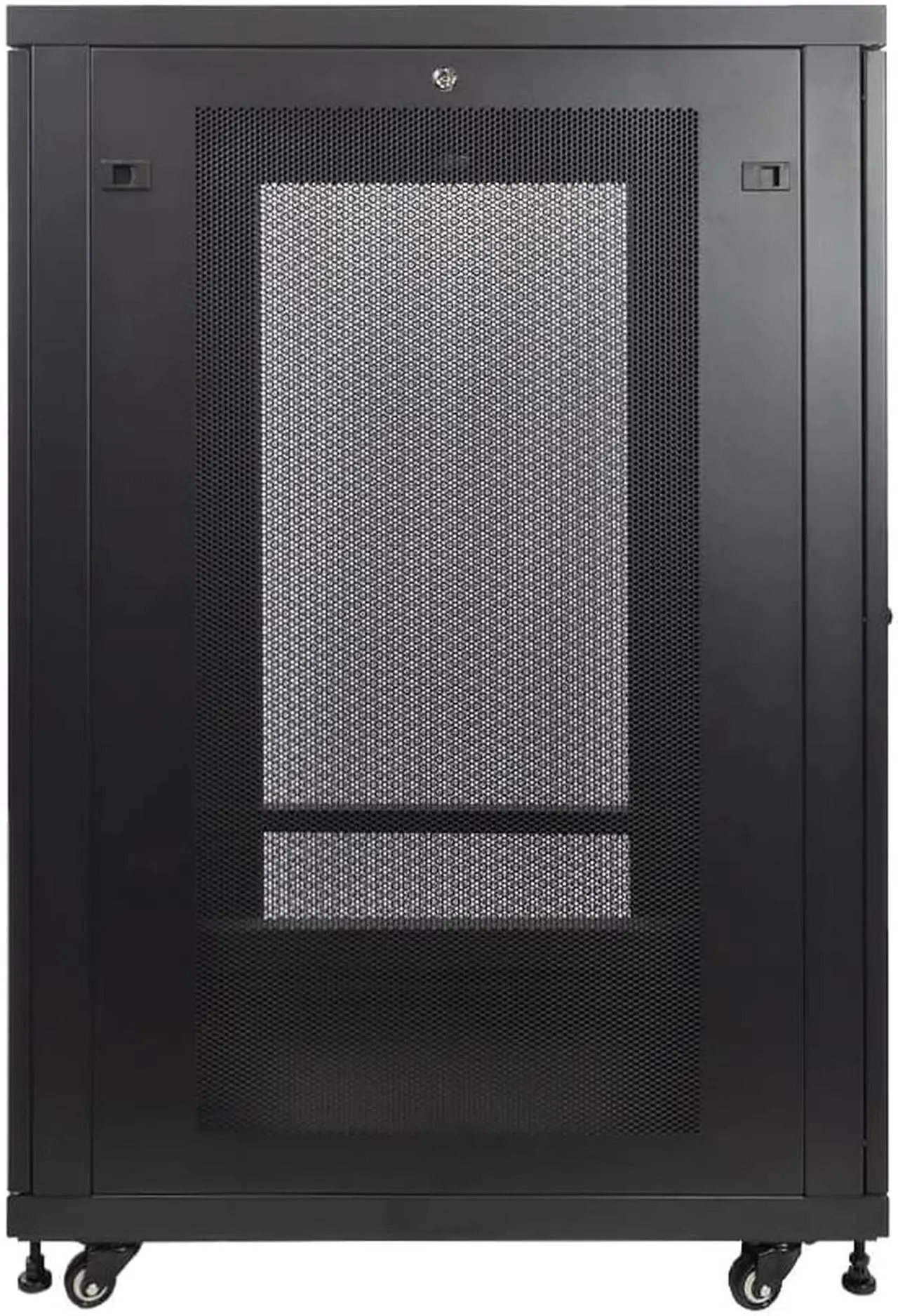 Alt view image 3 of 4 - NavePoint 24U Rack Enclosure Server Cabinet Mid Depth 33" Deep Perforated Door Lock and Casters Black