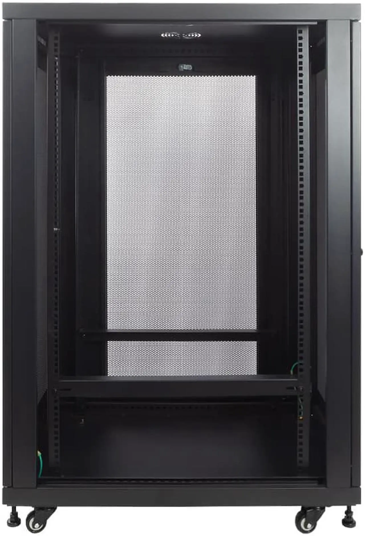 Alt view image 4 of 4 - NavePoint 24U Rack Enclosure Server Cabinet Mid Depth 33" Deep Perforated Door Lock and Casters Black